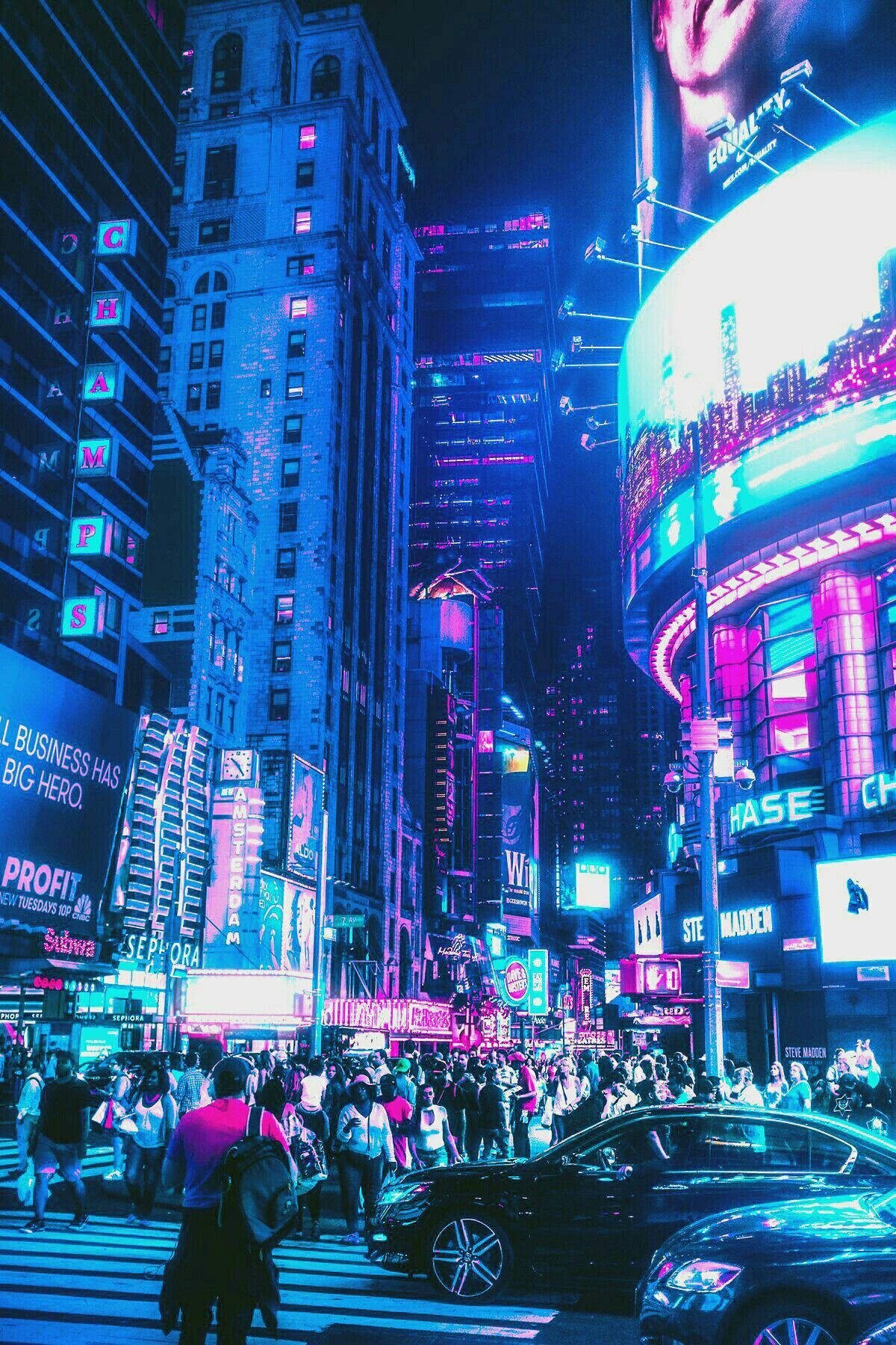 Download A view of the vibrant night city skyline Wallpaper