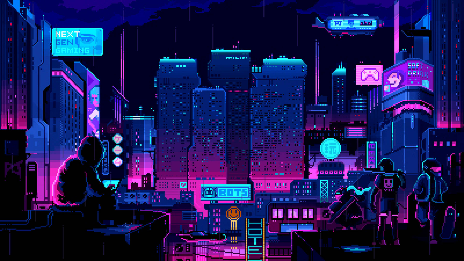 Download “Neon Pixel City the Design Wallpaper