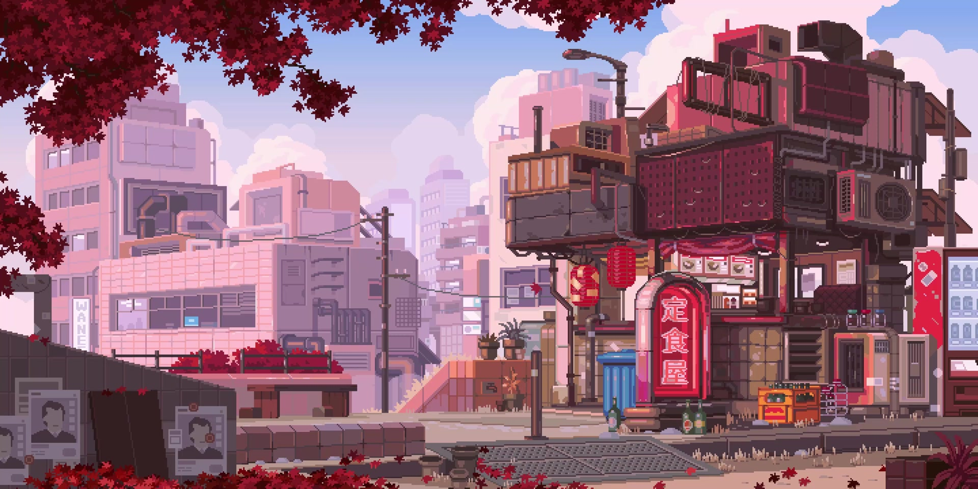 Pixel City Art Wallpaper