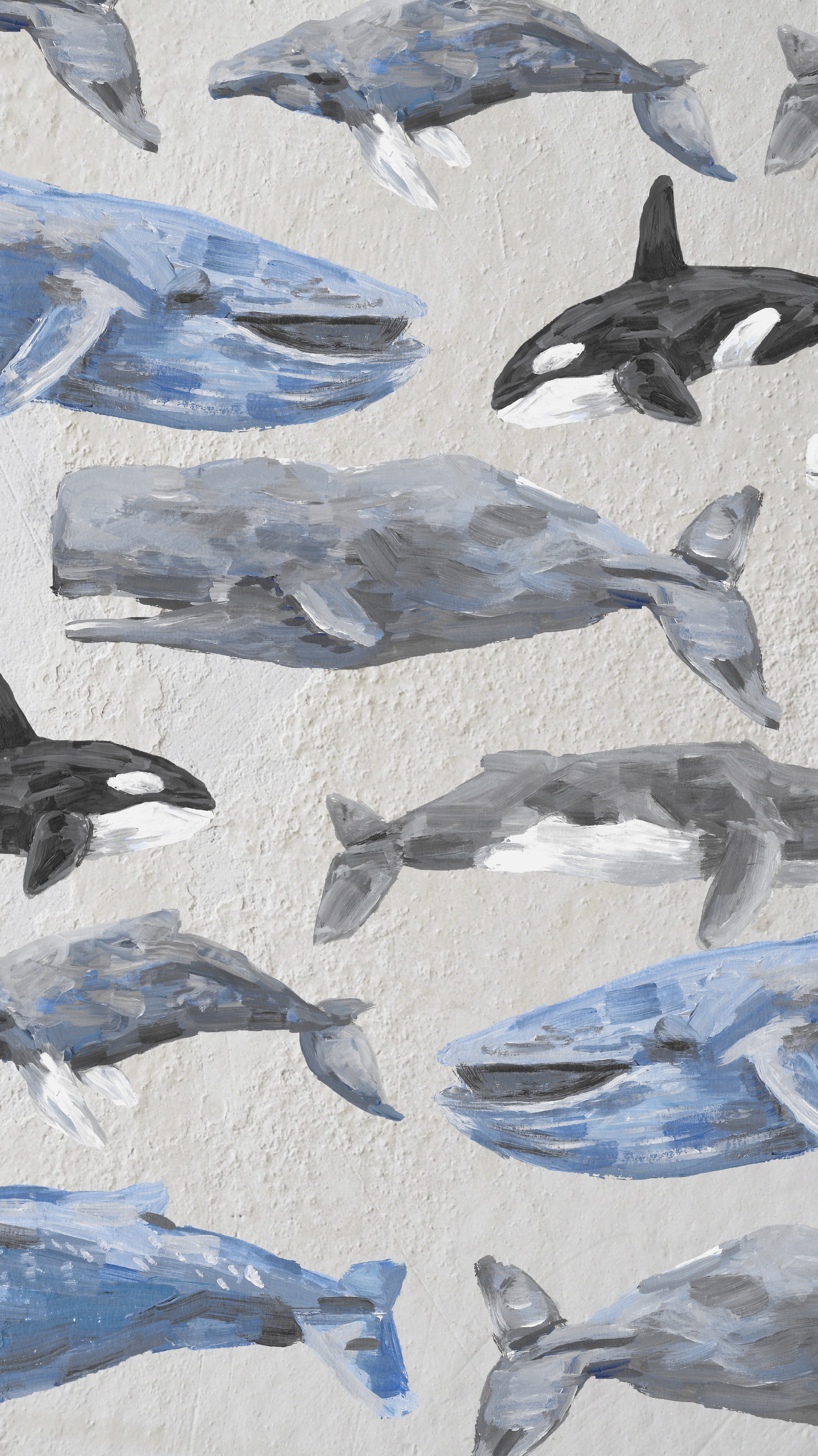 March Freebie: Hand Painted Whale Wallpaper on Gray Textured Background