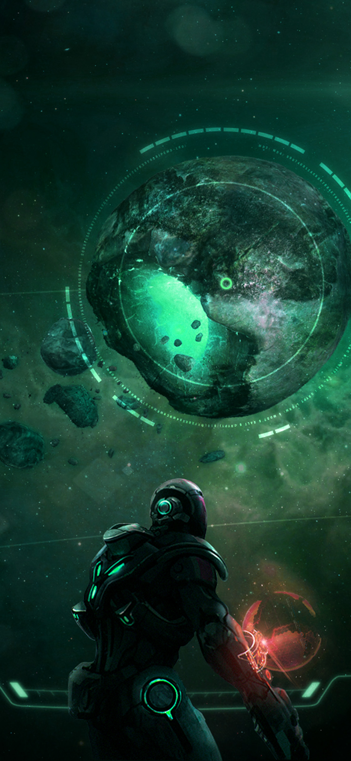 Space Game Digital Art Green Dark