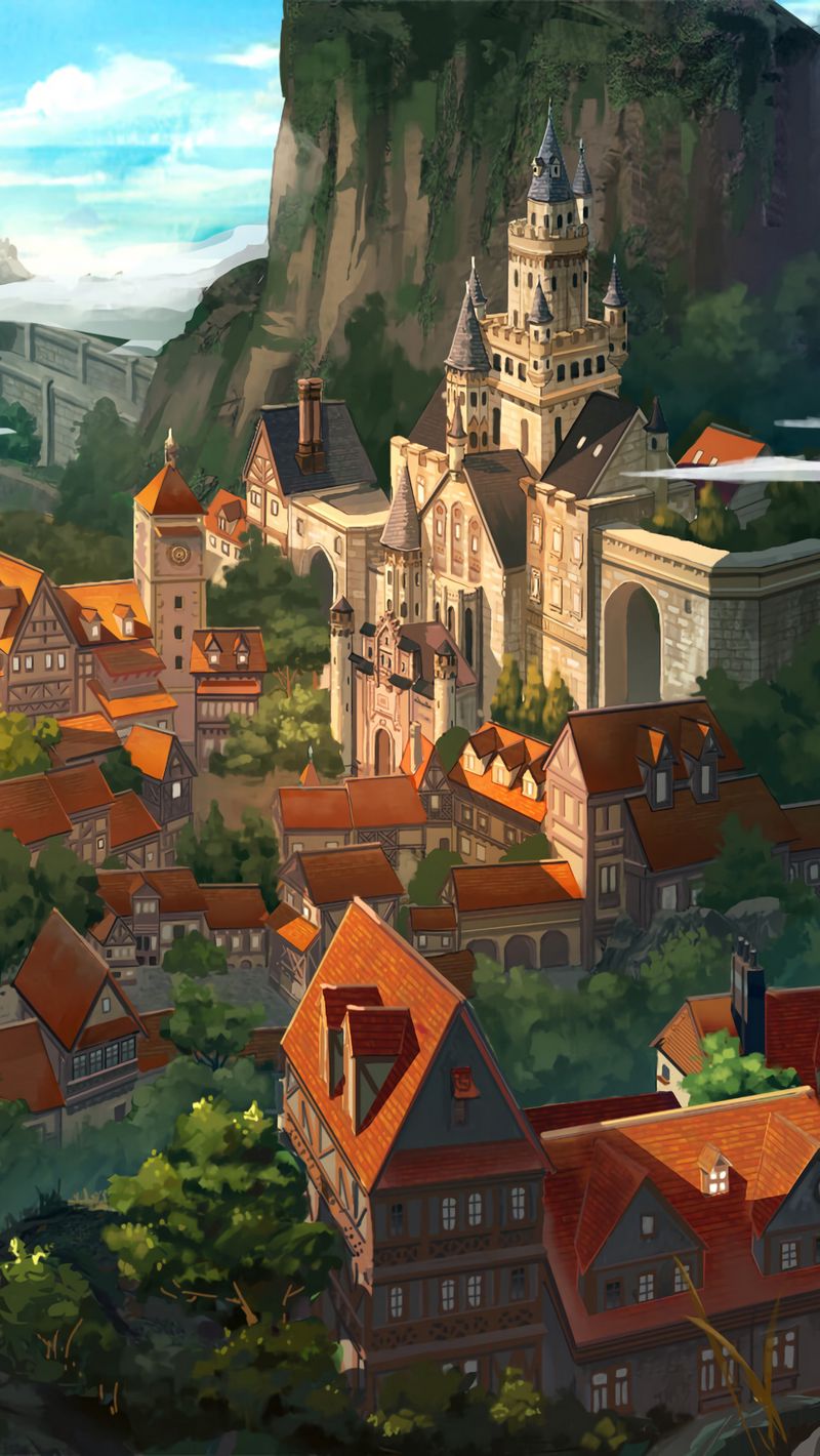 Download Wallpaper 800x1420 City, Buildings, Middle Ages, Fantasy, Art Iphone Se 5s 5c 5 For Parallax HD Background