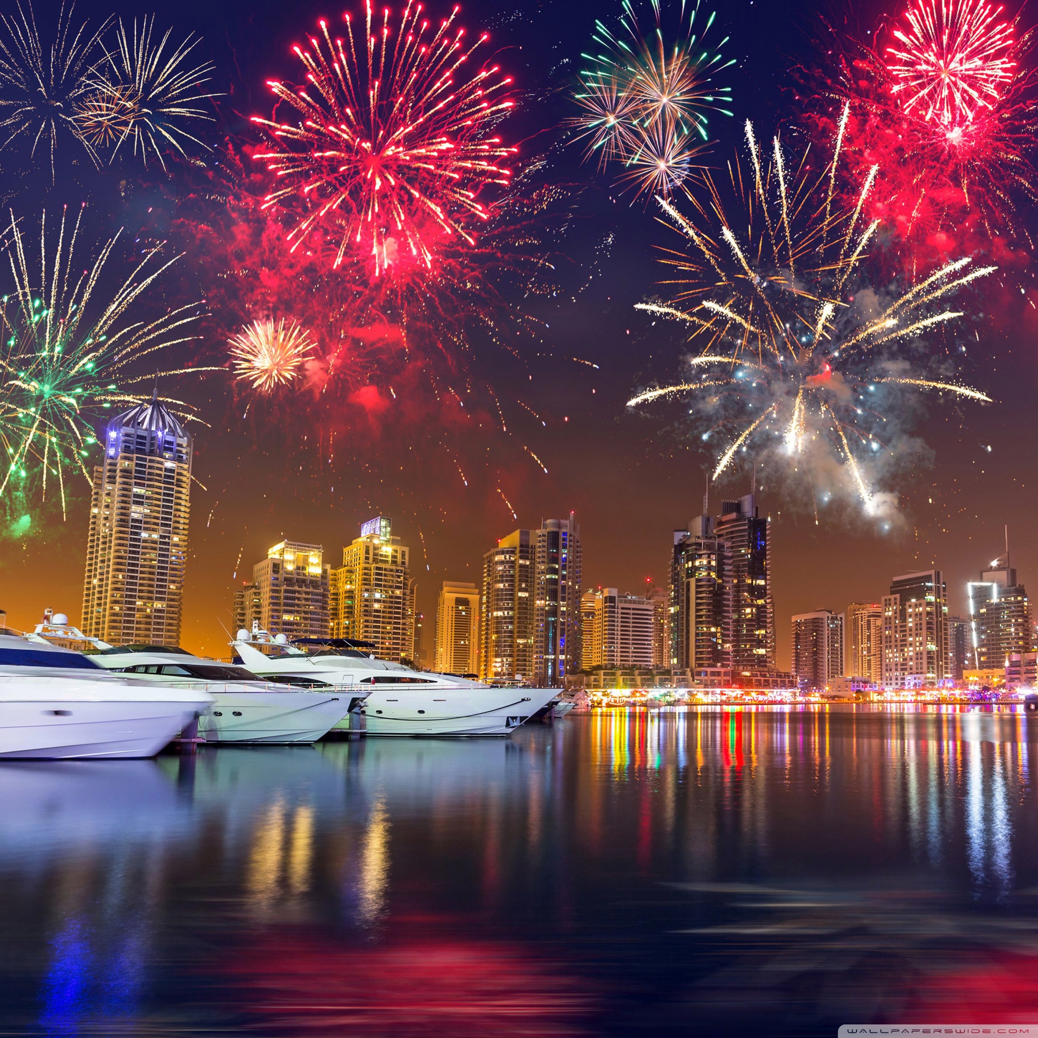 Fireworks on New Years Eve Ultra HD Desktop Background Wallpaper for 4K UHD TV, Tablet