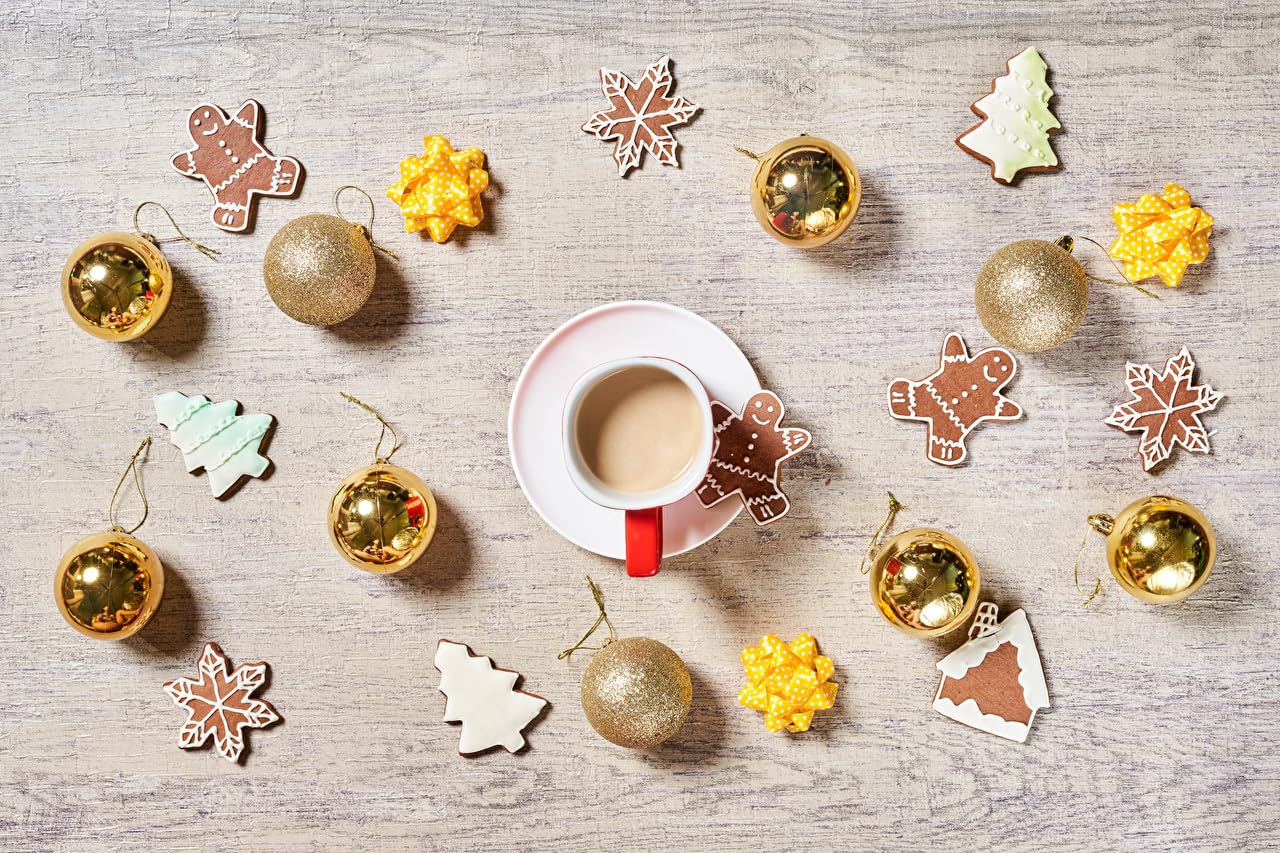 Amazon.com, Cloxks Desktop Wallpaper New year Coffee Cappuccino Snowflakes Christmas Wall Art Decor Tin Sign- 8 x 12inch, Home & Kitchen