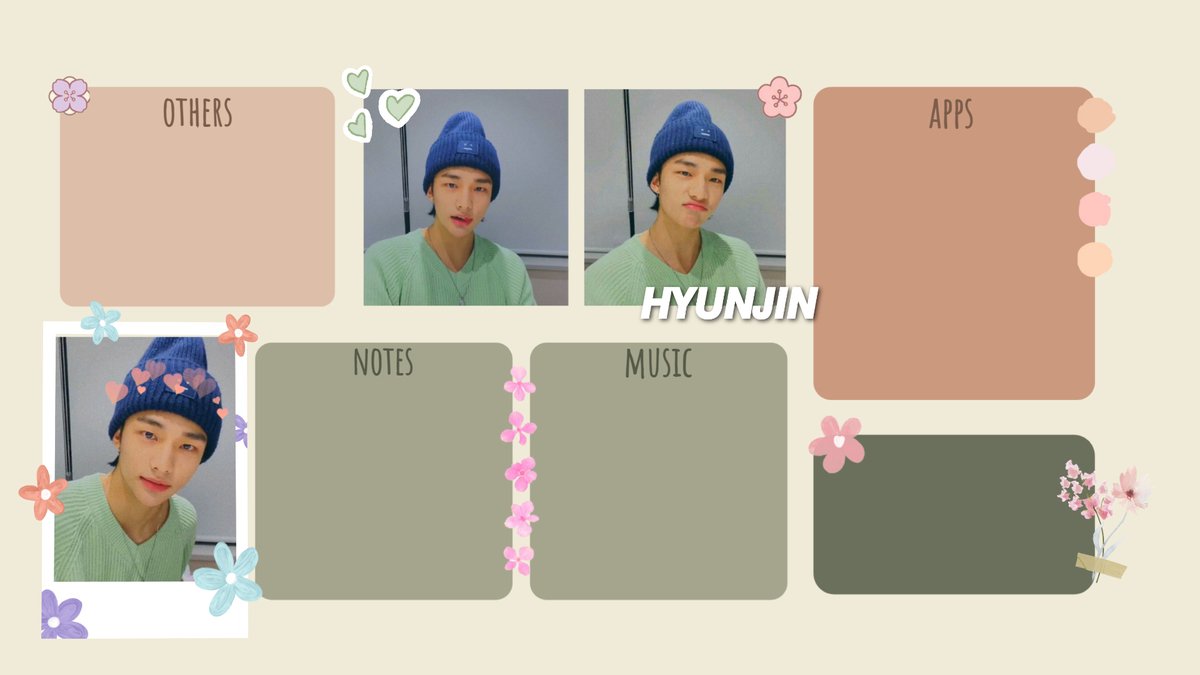 Mochi Wallpaper - #Hyunjin desktop organizer wallpaper #Straykidsfanart #Straykids #wallpaper