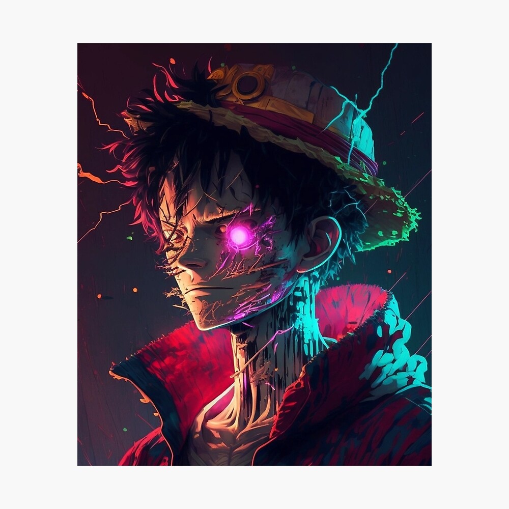 one piece luffy neon Poster