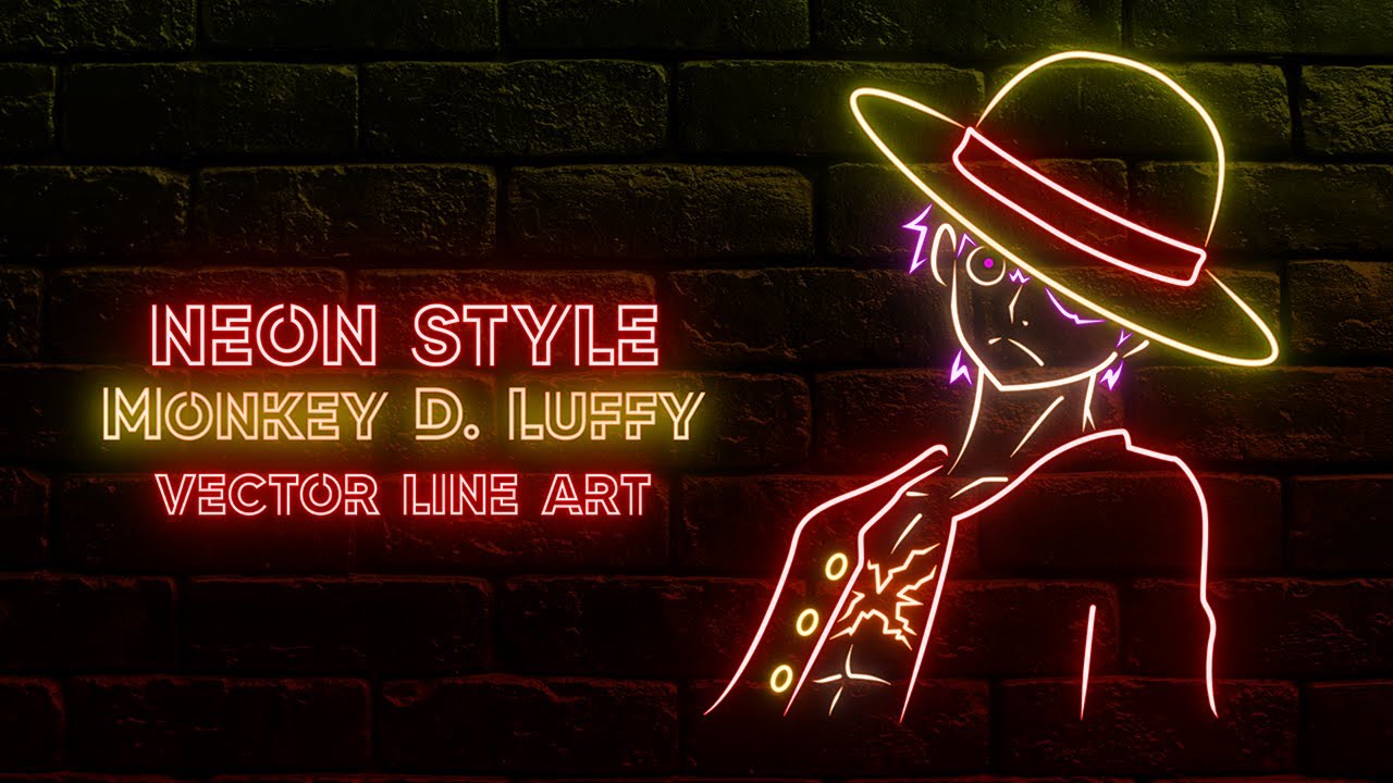 Monkey D. Luffy Neon Vector Art