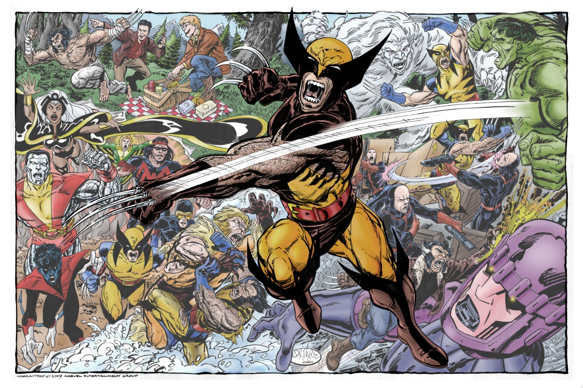 Wolverine Montage, in Rick Hannah's Coloring the Art of John Byrne Comic Art Gallery Room