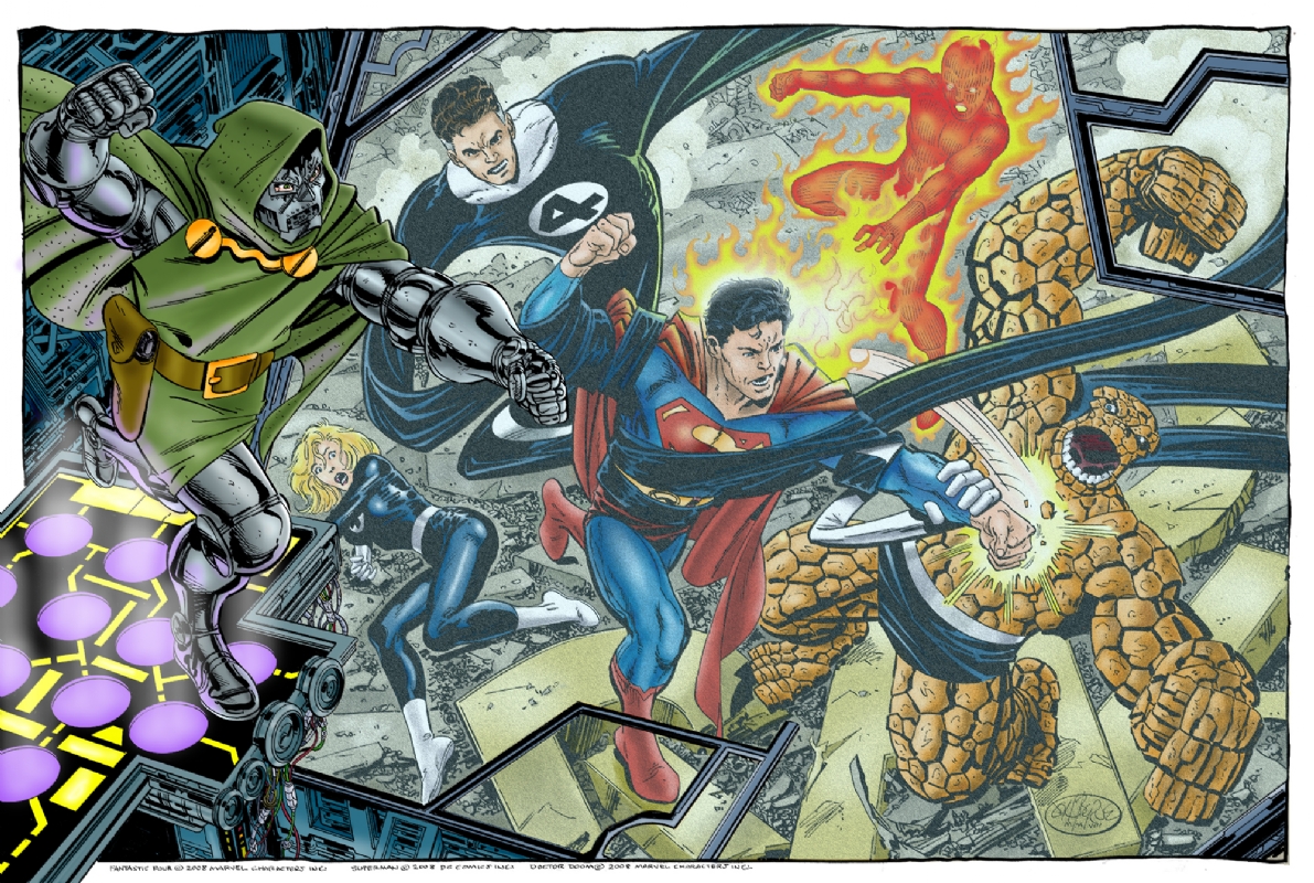 FFvsDoomvsSuperman, in Rick Hannah's Coloring the Art of John Byrne Comic Art Gallery Room