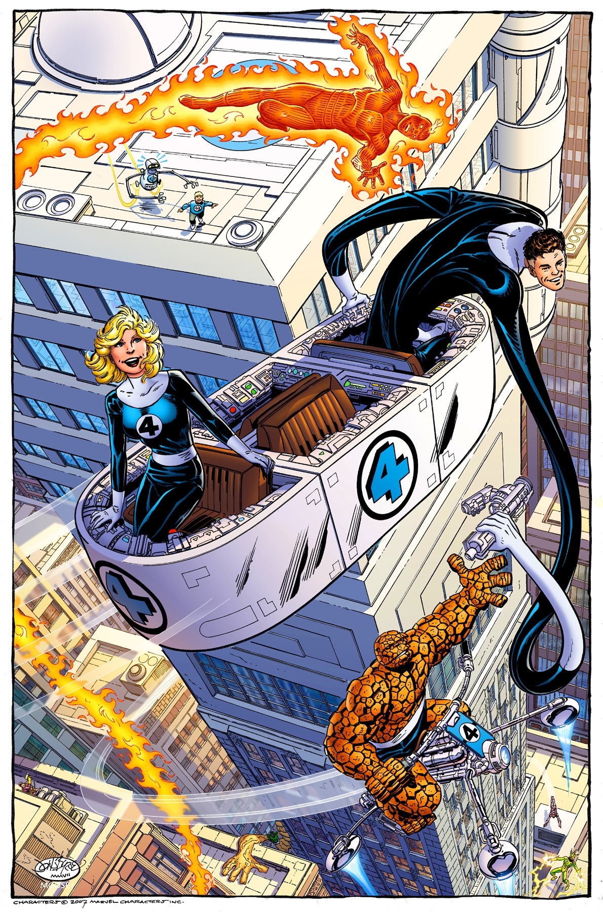 The Fantastic Four by John Byrne with Colors by Moose Baumann, in James Henry's John Byrne (Commissions) Comic Art Gallery Room