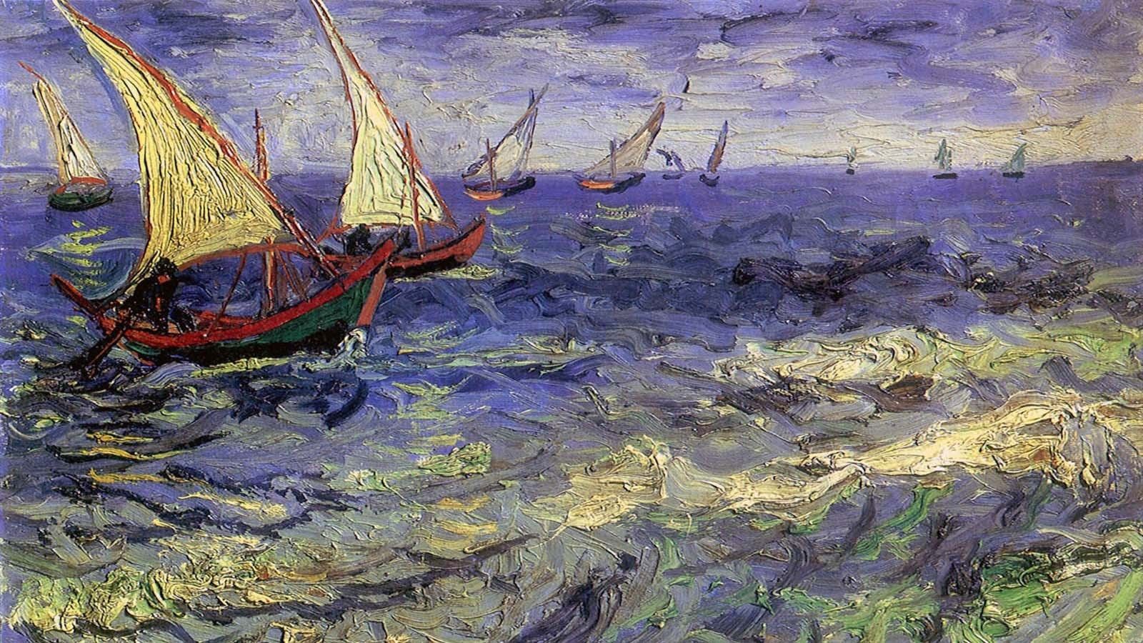 Vincent van Gogh wallpaper, boat, painting, sea, artwork, classic art. Van gogh paintings, Van gogh wallpaper, Vincent van gogh art