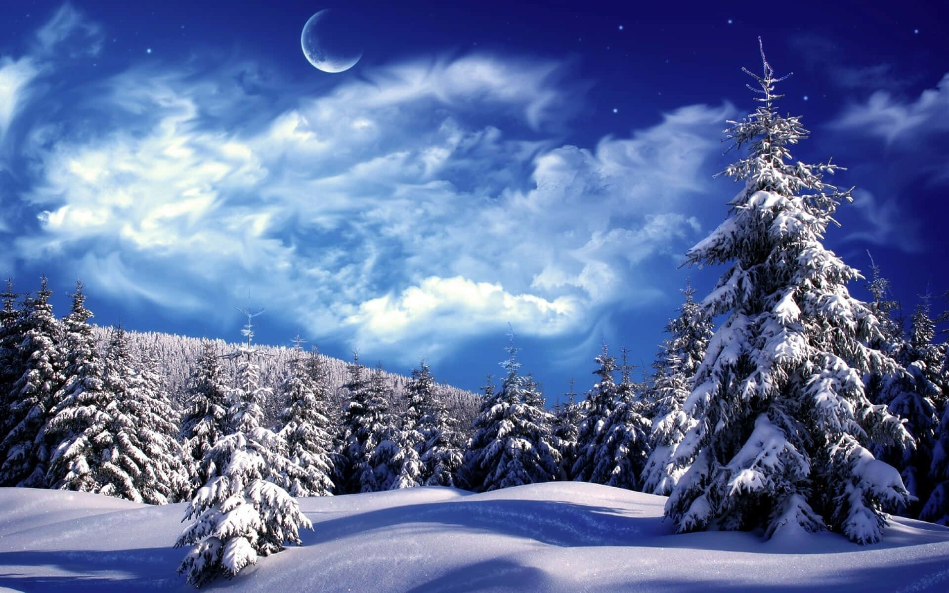 Download A beautiful winter landscape of pristine snow Wallpaper