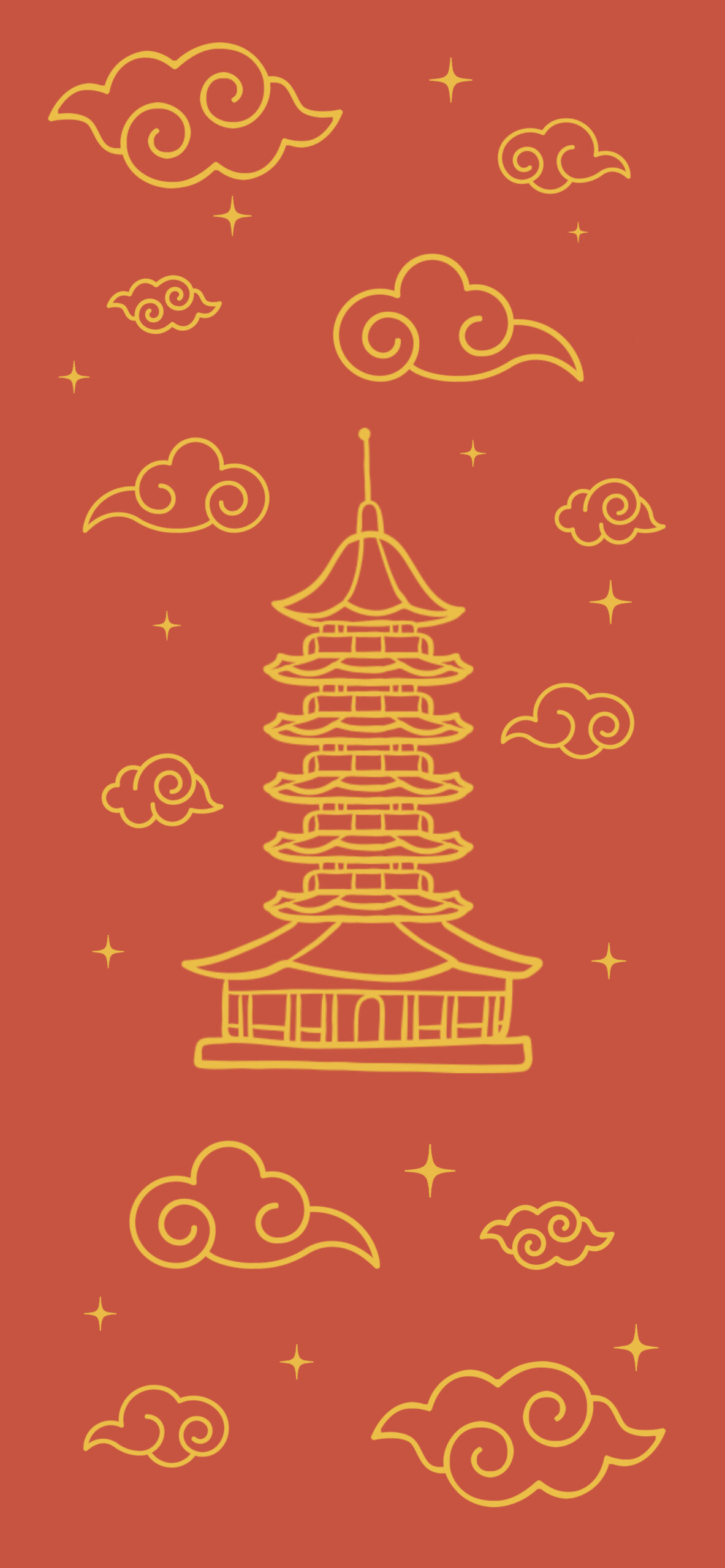 Chinese Pagoda Minimalist Wallpaper