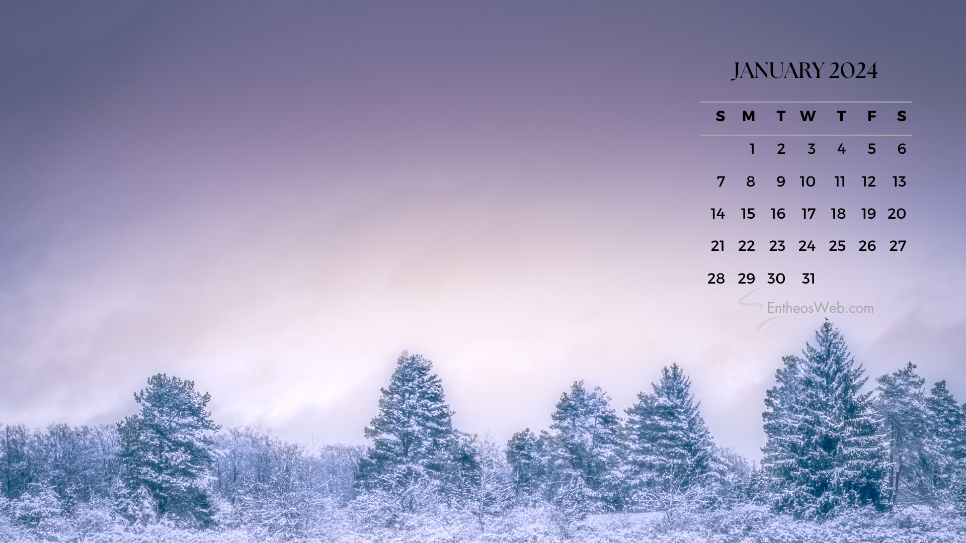 January 2024 Calendar Desktop Wallpaper