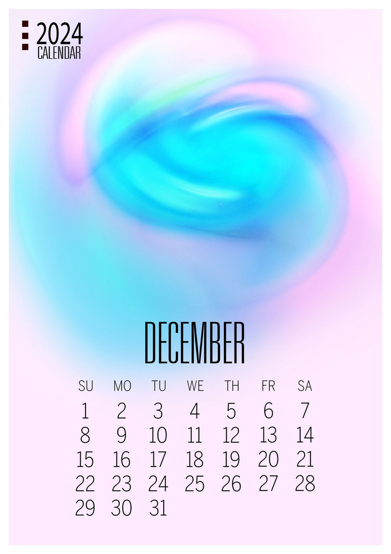 December Calendar 2024 Halo. PSD Free Download