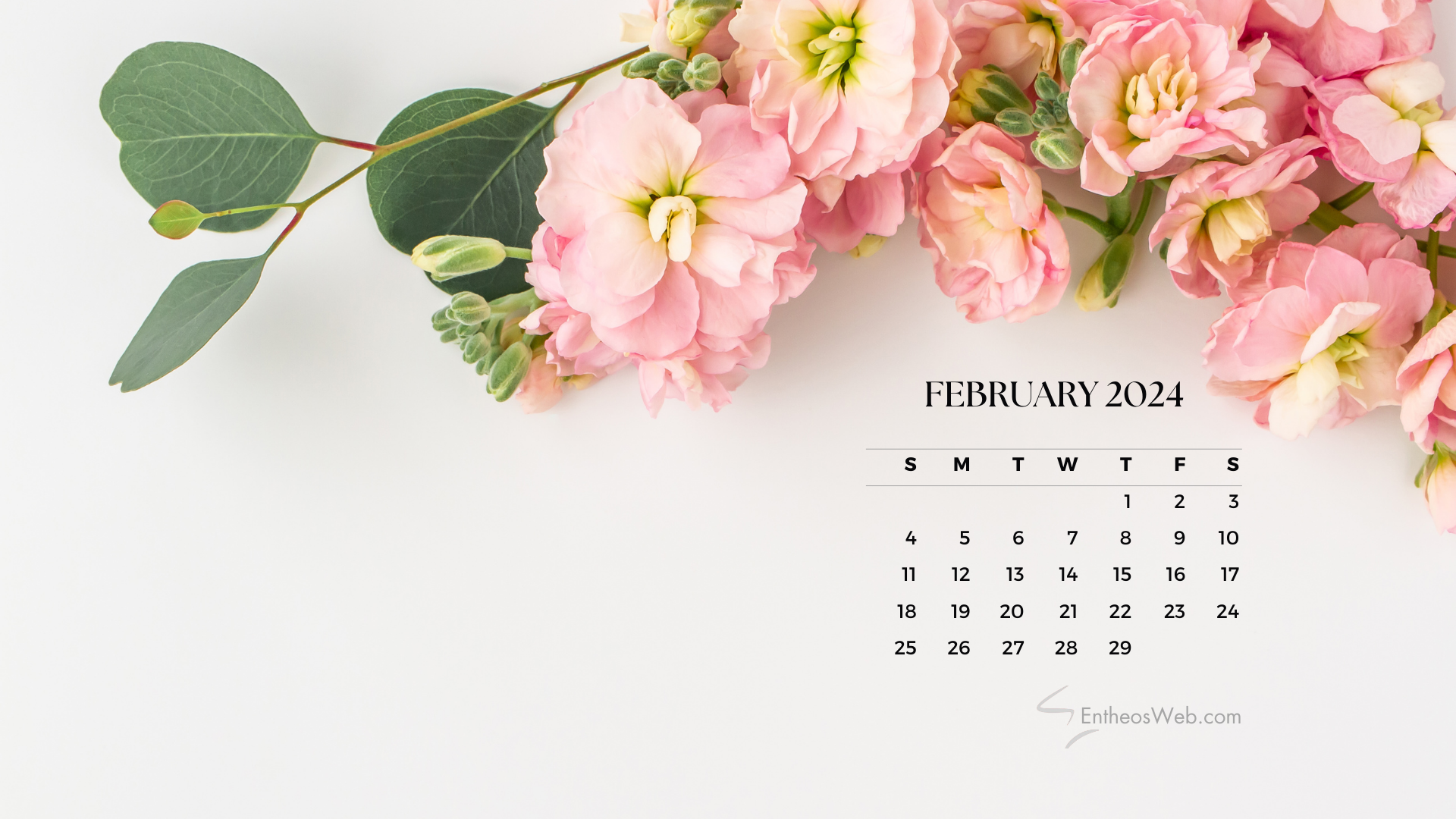 February 2024 Calendar Desktop Wallpaper