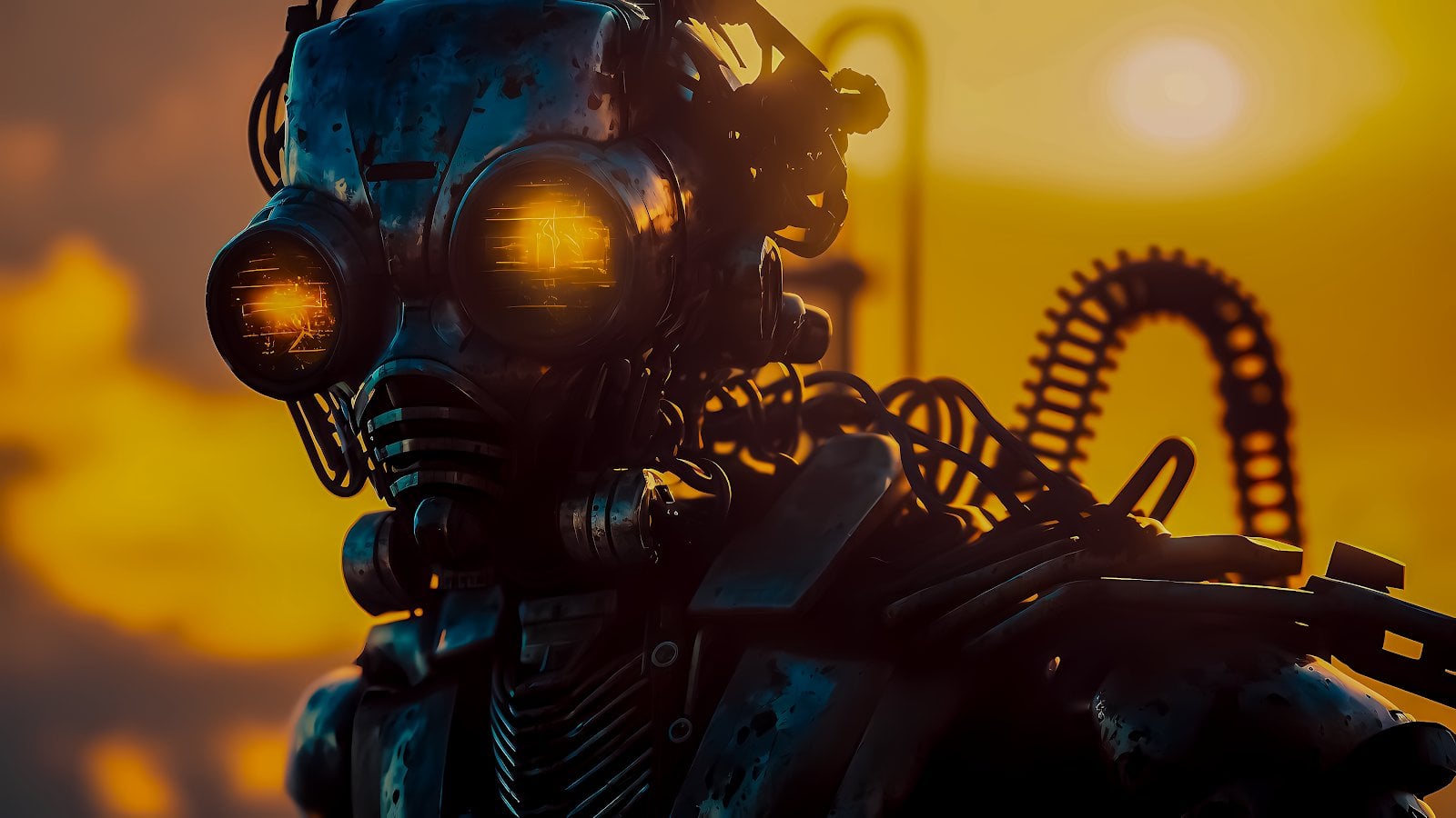 AI GENERATED WALLPAPER 4K. Steampunk Robot Illustration Wallpaper for Your PC