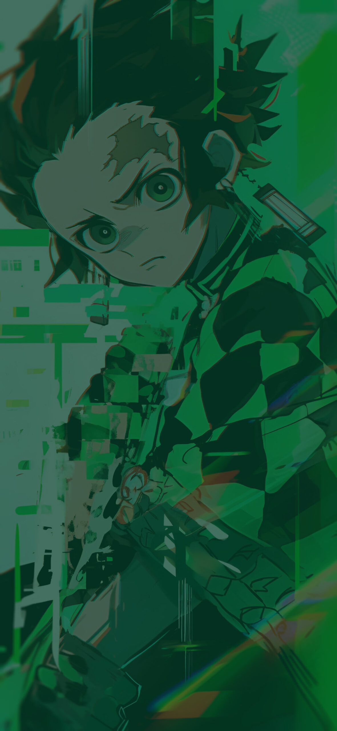 Demon Slayer Tanjiro Kamado Glitch Wallpaper
