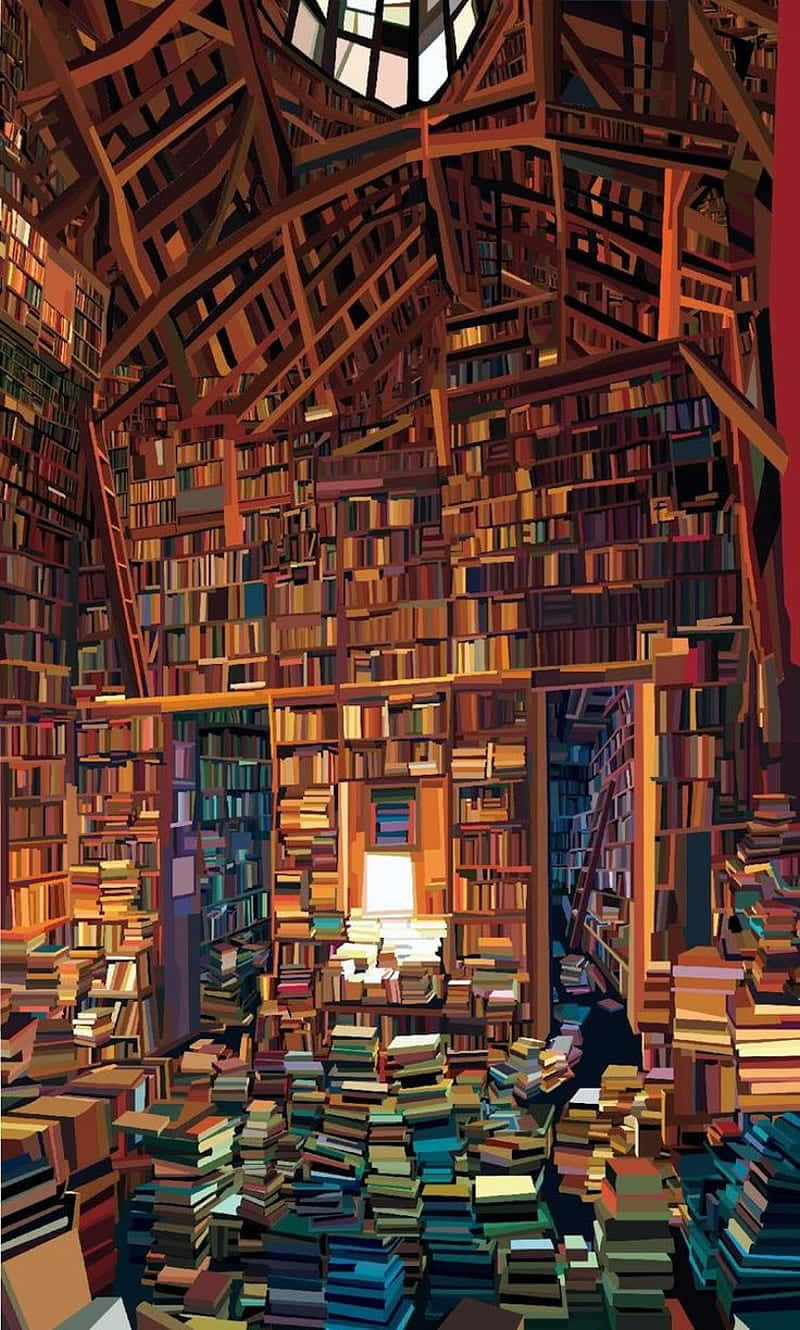 Download Home Library Large Window Full Books Wallpaper