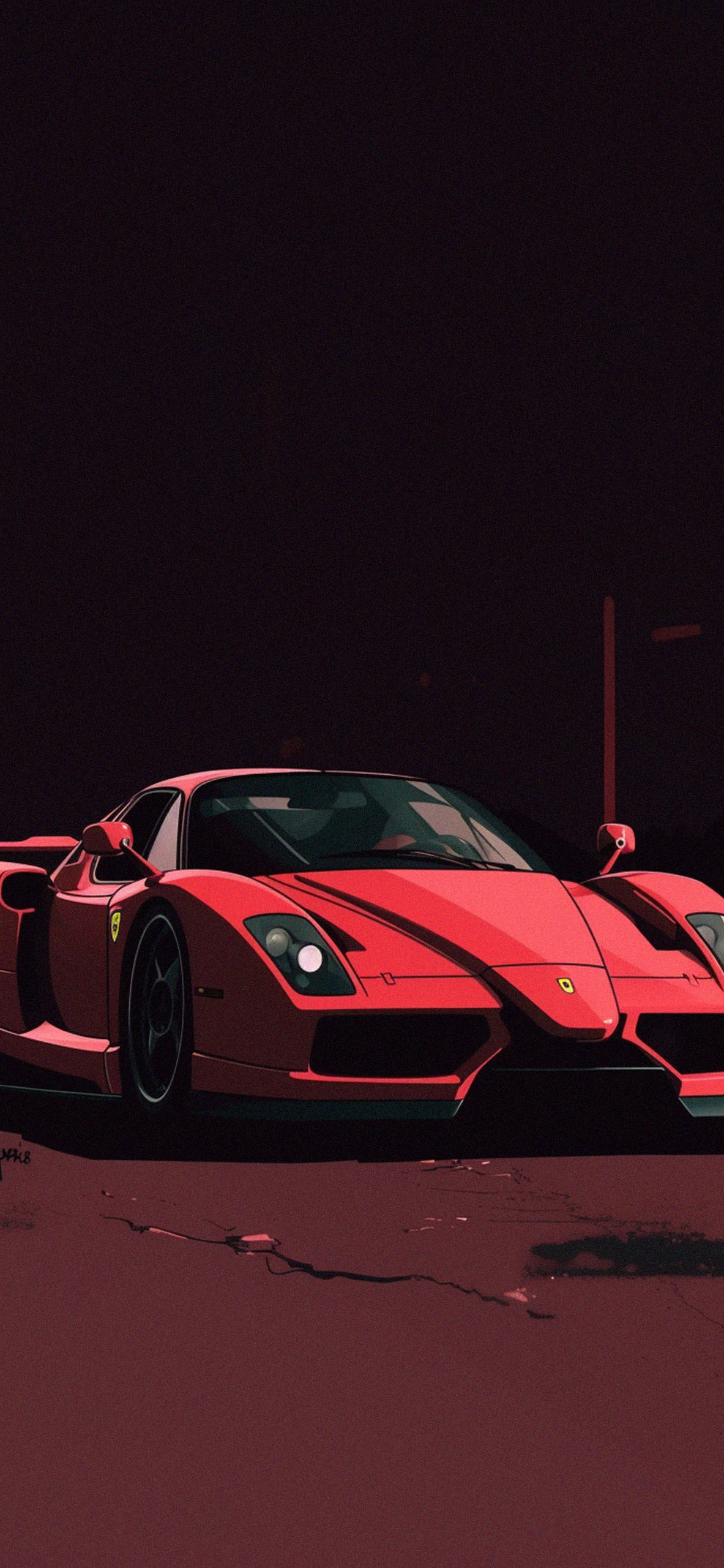 Red Ferrari Enzo Dark Wallpaper