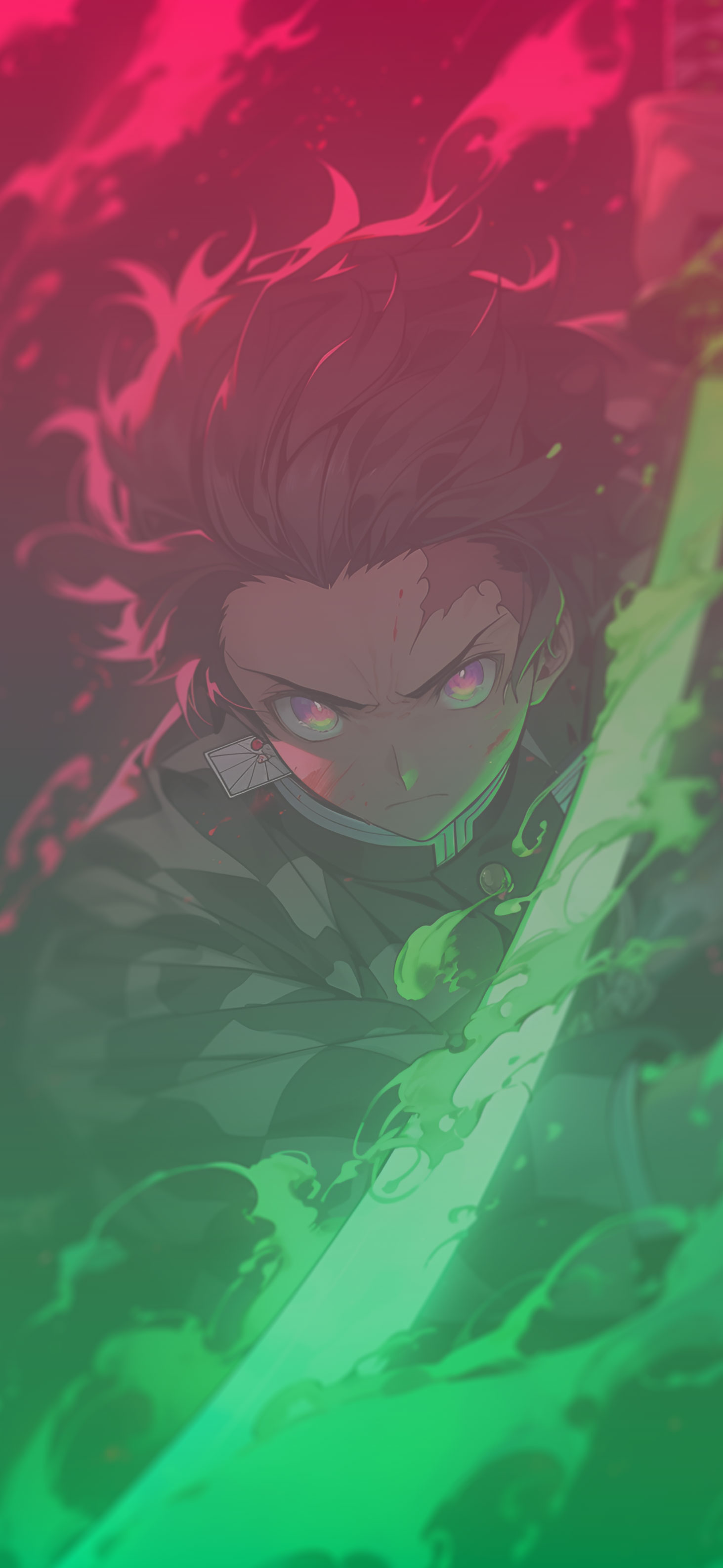 Tanjiro with Green Neon Anime Wallpaper Slayer Wallpaper