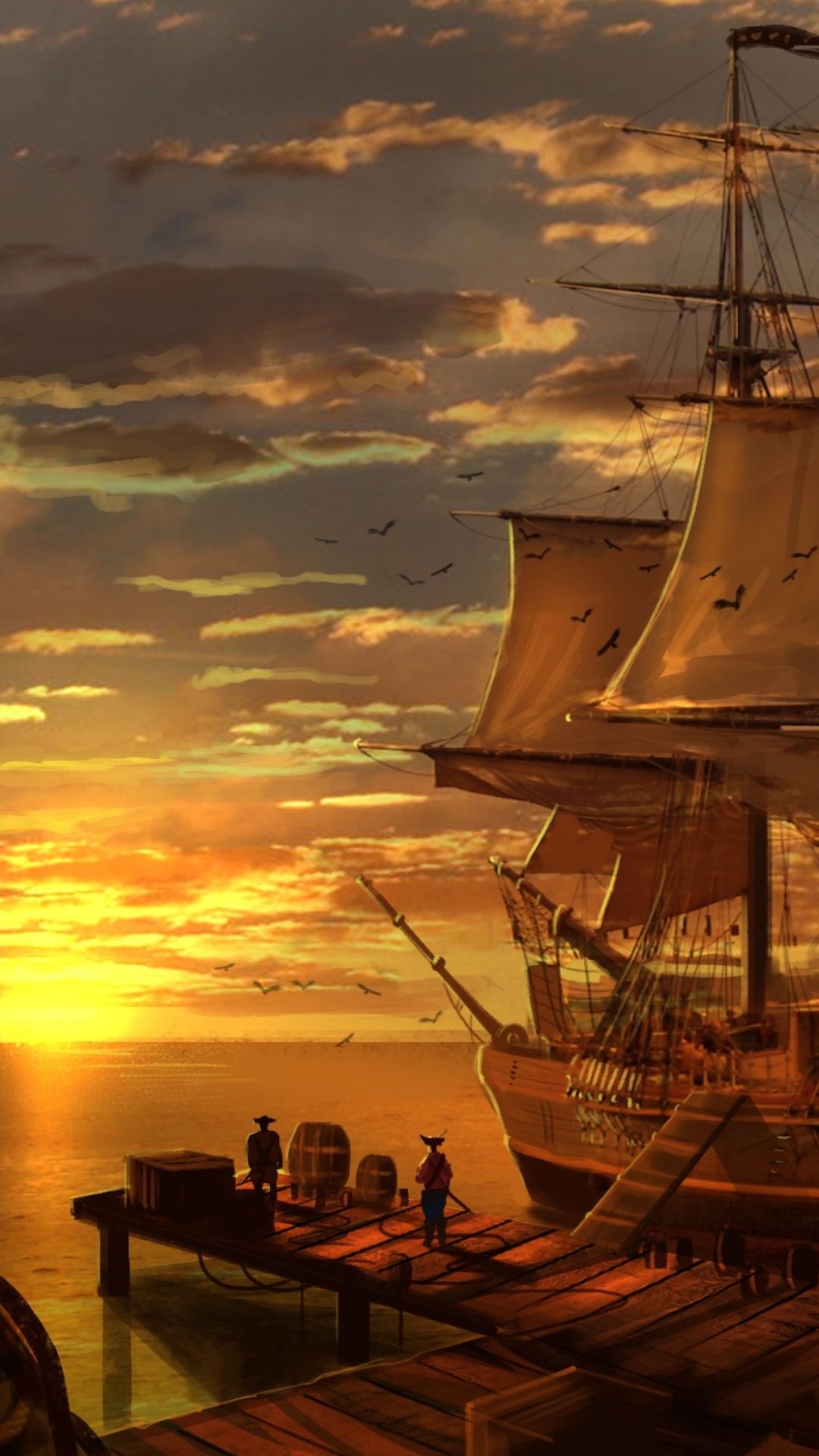 Pirate Ship Phone Wallpaper