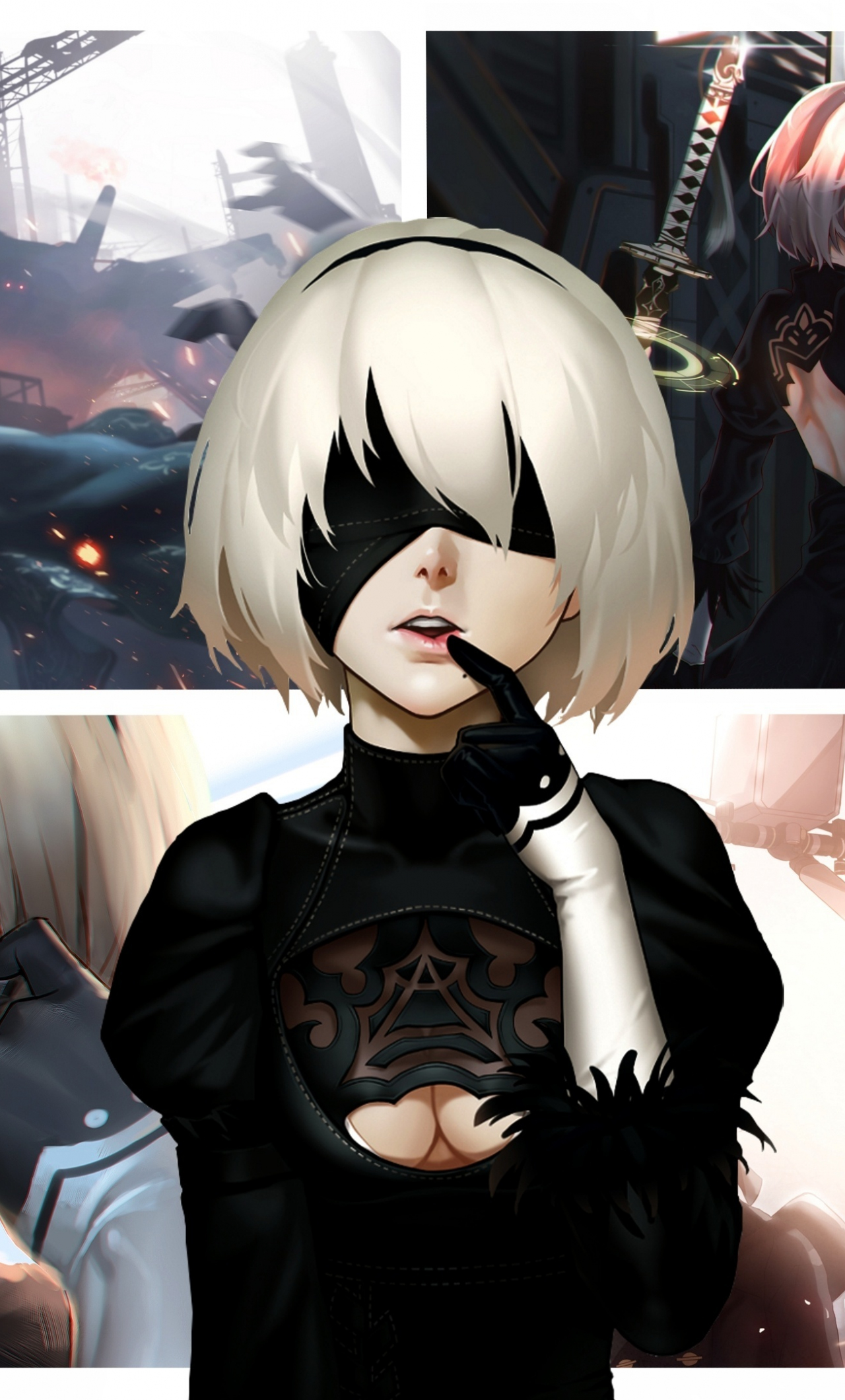 Download wallpaper 1280x2120 video game, 2b, nier: automata, iphone 6 plus, 1280x2120 HD background, 5776