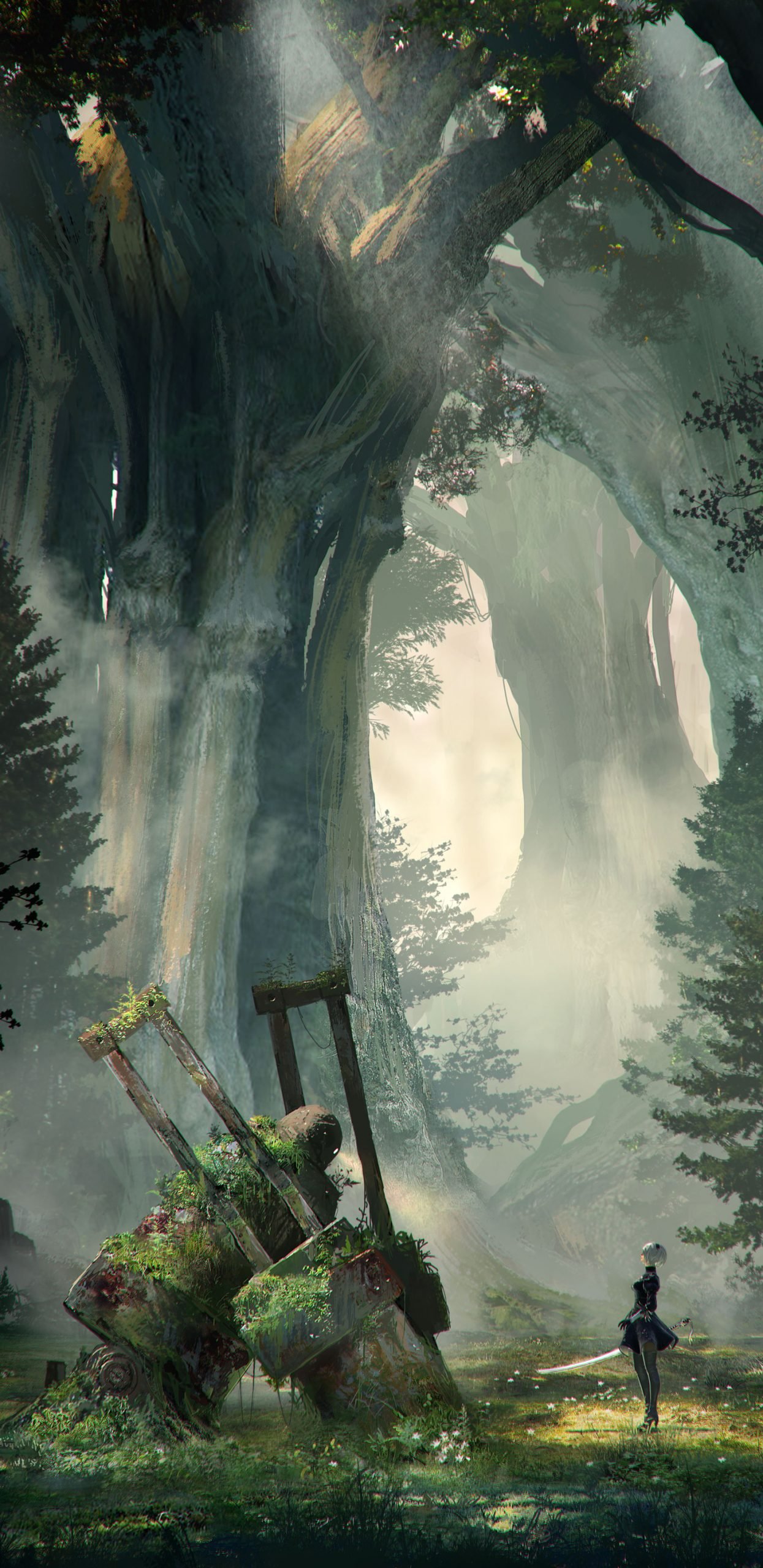 Nier Automata Forest Wallpaper with Monocle
