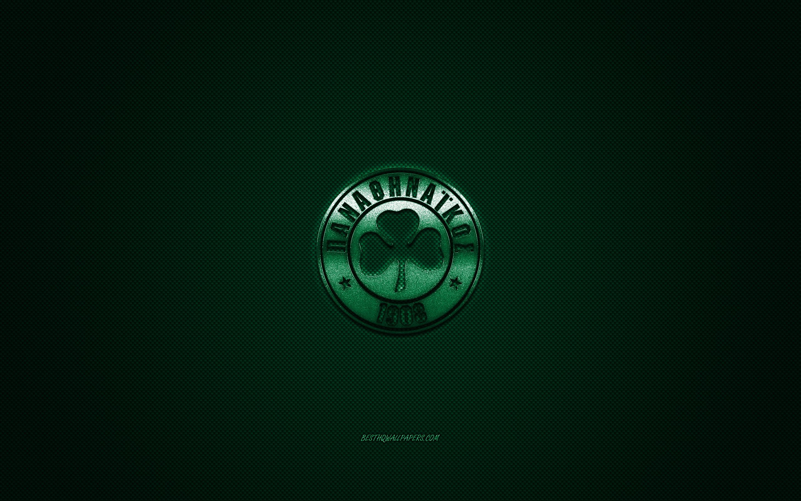 Download wallpaper Panathinaikos FC, Greek football club, Super League Greece, green logo, green carbon fiber background, football, Athens, Greece, Panathinaikos FC logo for desktop with resolution 2560x1600. High Quality HD picture wallpaper