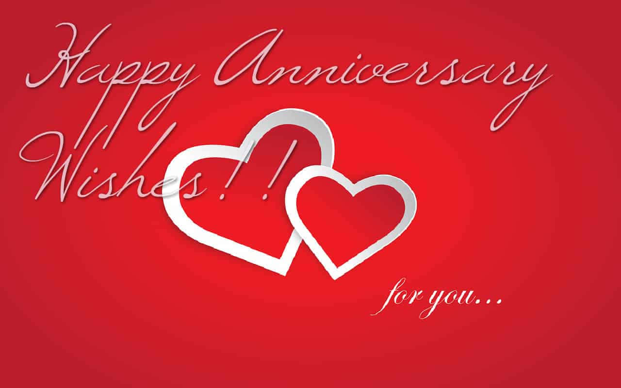 Download Anniversary Greetings Card With Red Hearts Wallpaper