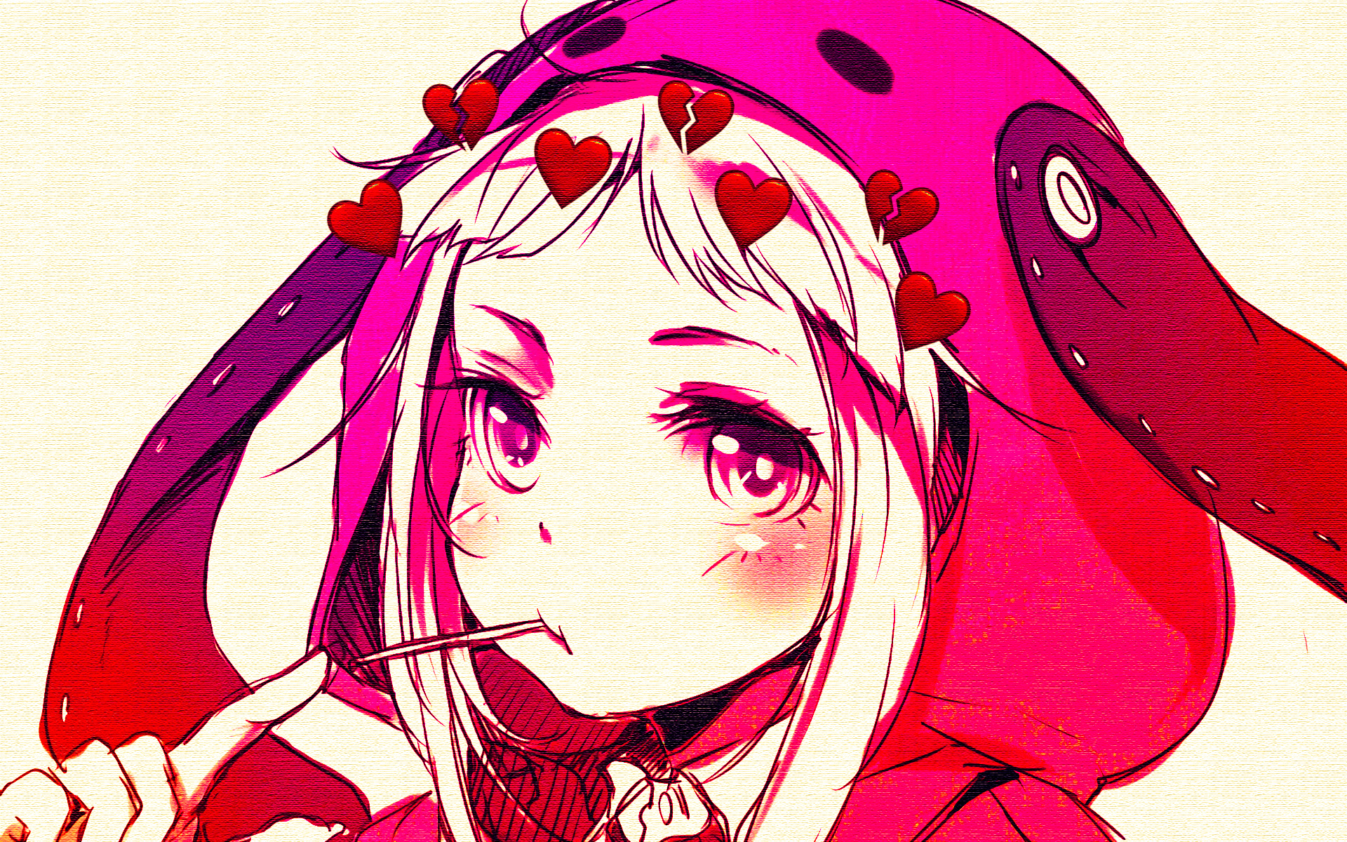 Wallpaper, Kakegurui, lip, eye, mouth, pink, ART, magenta, red, painting, petal, beauty, font, happy, graphics, fictional character, drawing, visual arts, No expression, pattern, carmine, graphic design, fashion illustration, line art 1920x1200