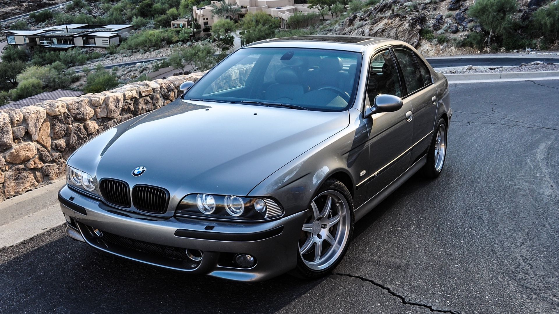 Download wallpaper 1920x1080 bmw, m5, e39, silver, side view full hd, hdtv, fhd, 1080p HD background