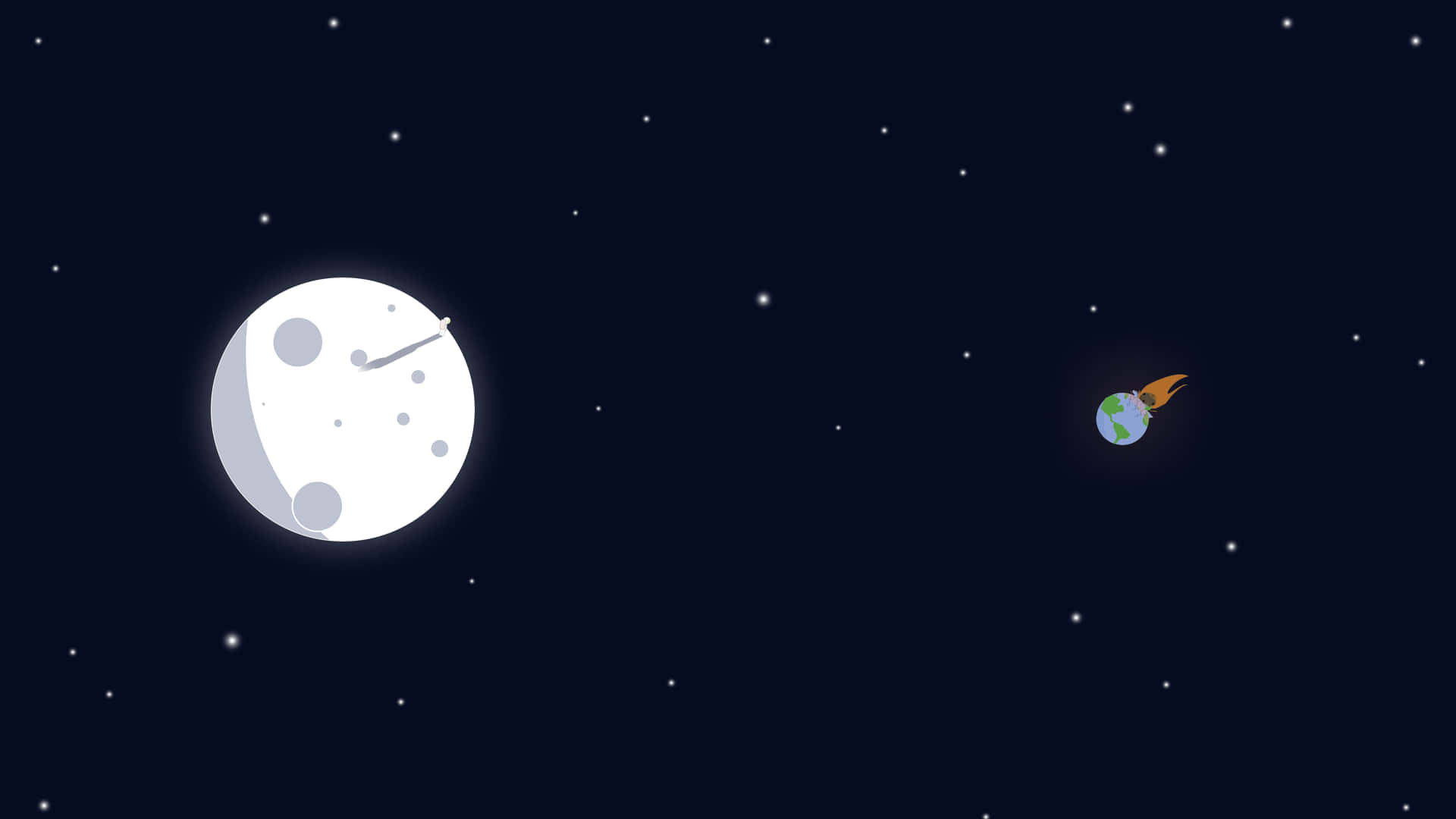 Download 8K Minimalist Moon And Earth In Galaxy Wallpaper