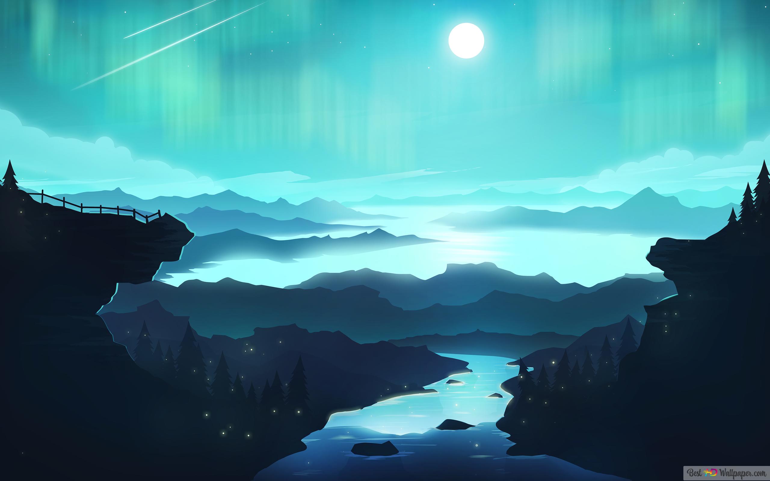 Moon Night Minimalist 4K wallpaper download