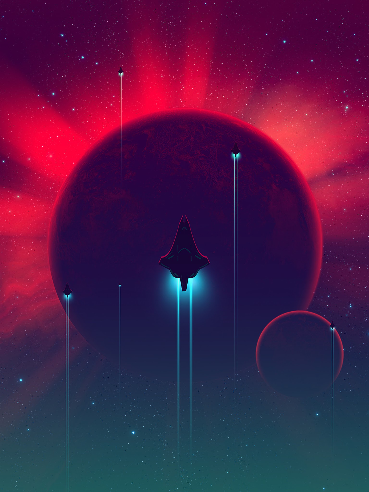 Spaceship Minimalist Sci Fi Digital Art 4K Wallpaper