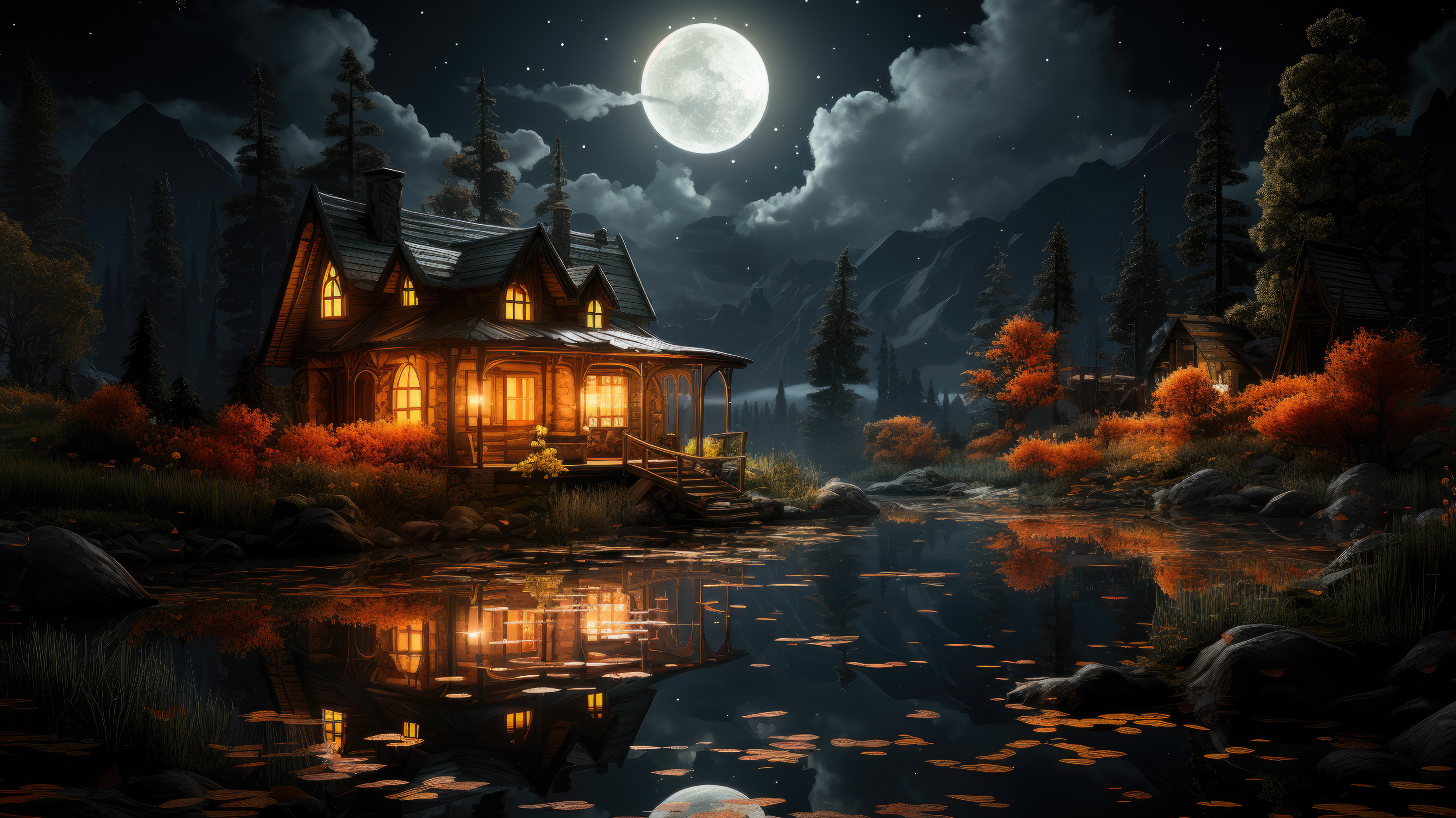 The Cozy Cabin 4k wallpaper, r