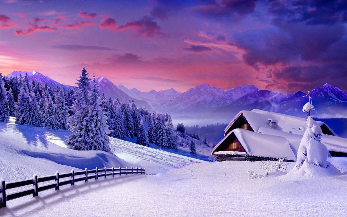 Download Winter Scene Intense Sky Wallpaper