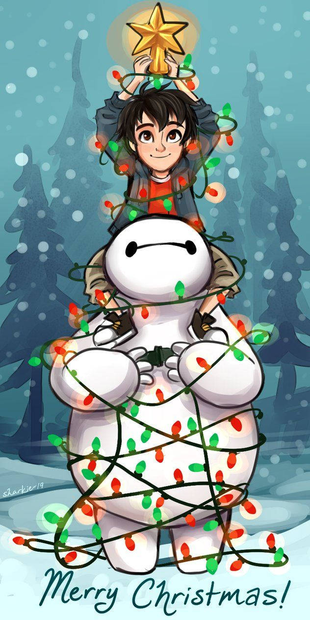 Download Disney Christmas Baymax And Hiro Wallpaper