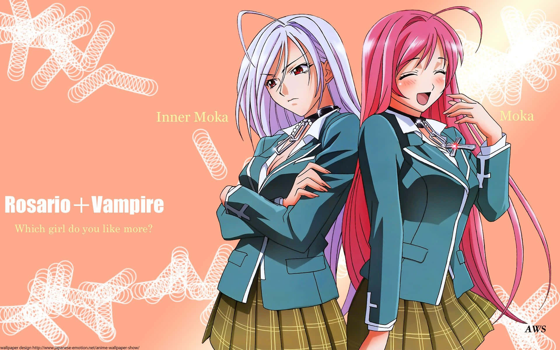 Download Two Anime Girls In School Uniforms Standing Next To Each Other Wallpaper