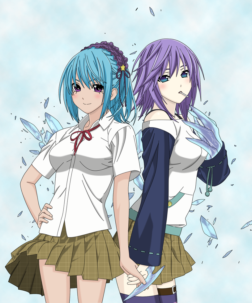 Kurumu and Mizore: The Black and White Duet by toms2435. Rosario vampire, Rosario vampire anime, Rosario vampire characters