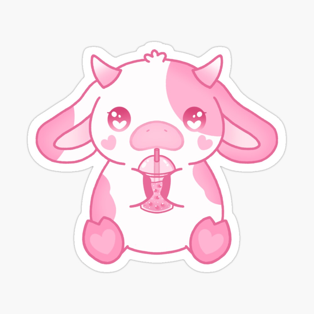 Strawberry Boba Cow (pink) Photographic Print