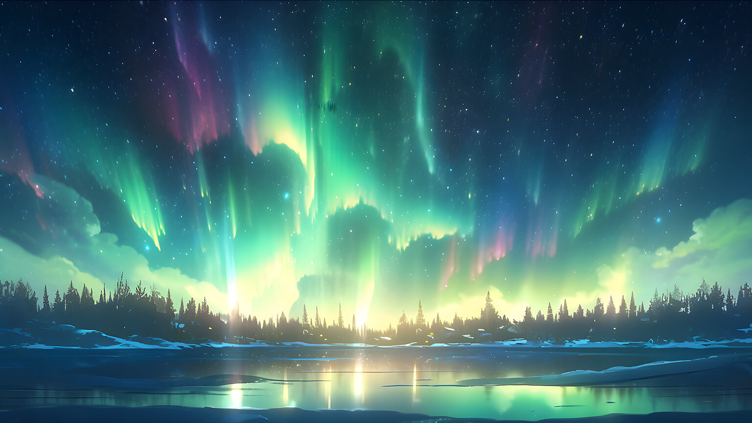 Beautiful Northern Lights and Stars