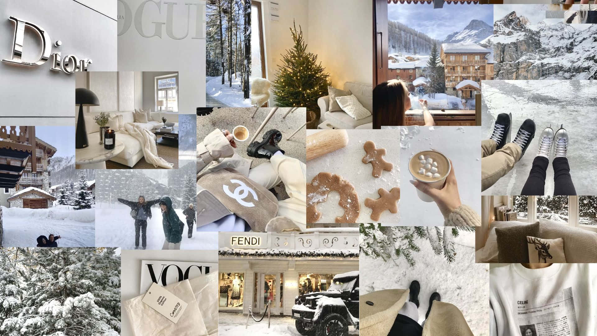 Winter Aesthetic Collage Wallpaper
