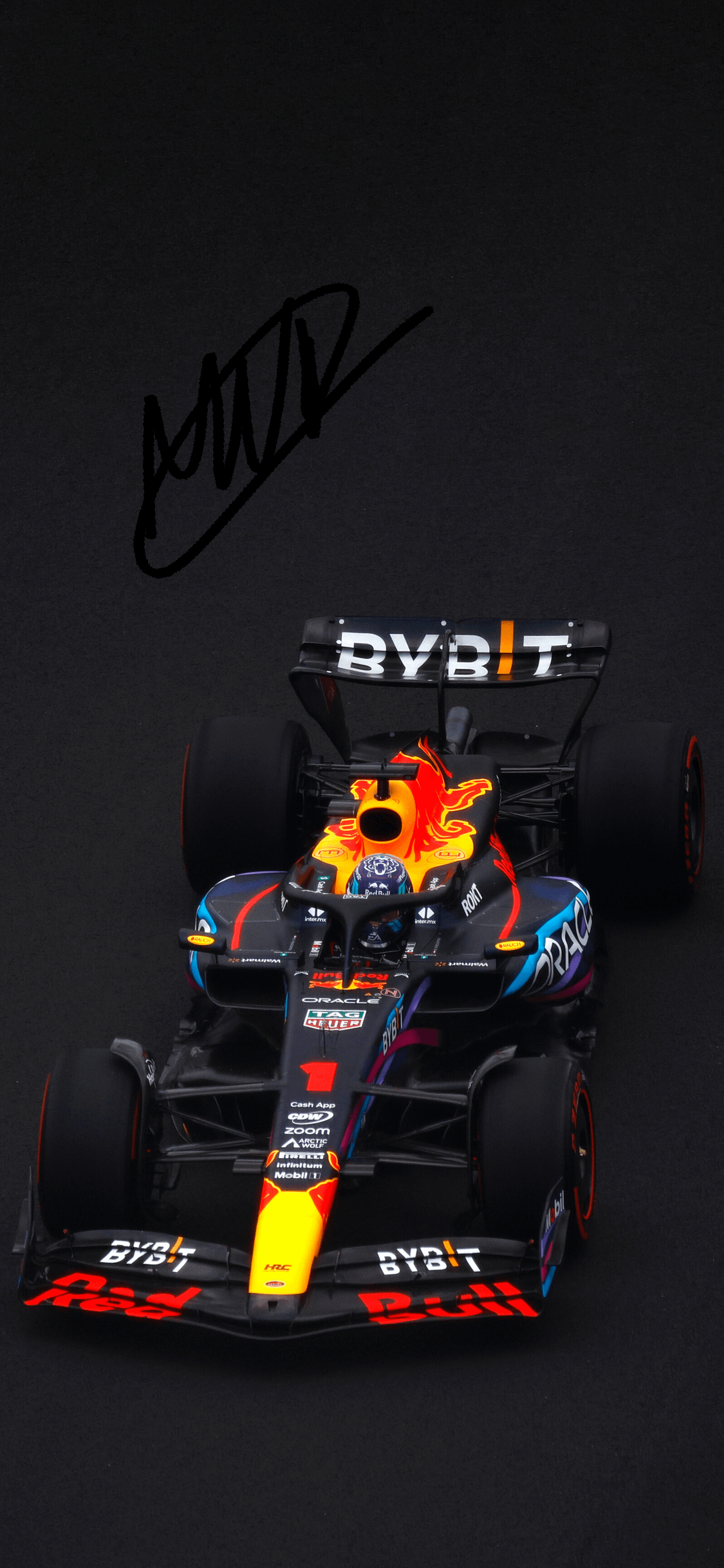 Max Verstappen. Miami Phone Wallpaper with and without signature