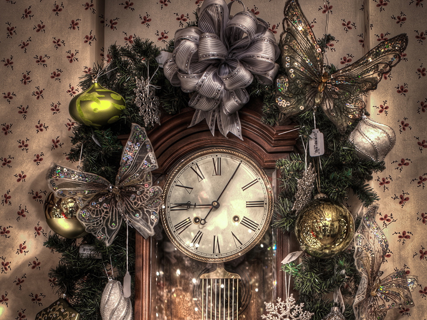 image Butterflies Christmas HDR Clock Holidays