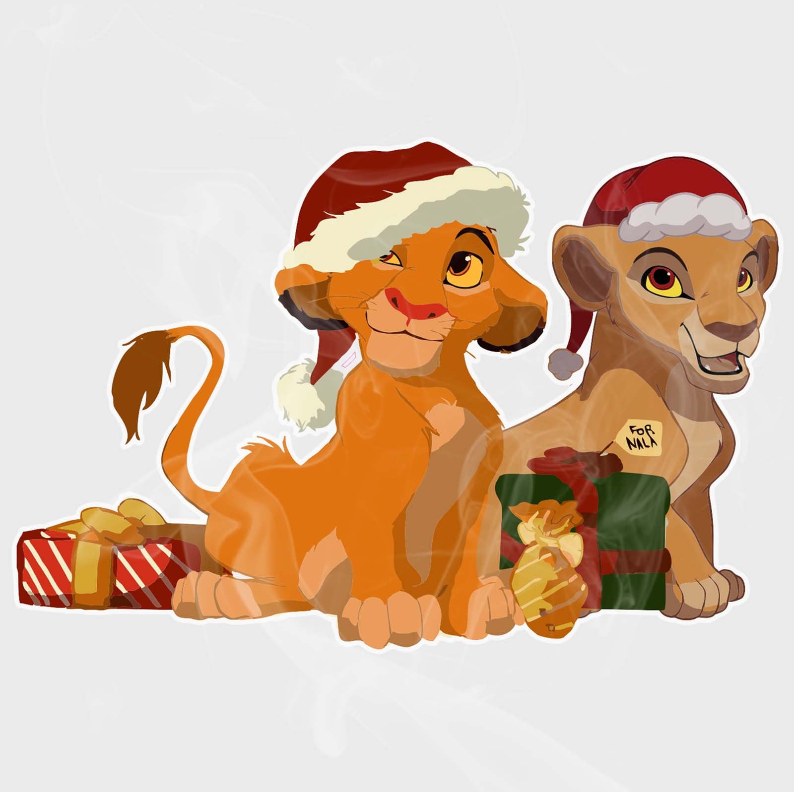 Lion King Style Simba & Nala Christmas Decal vinyl Sticker