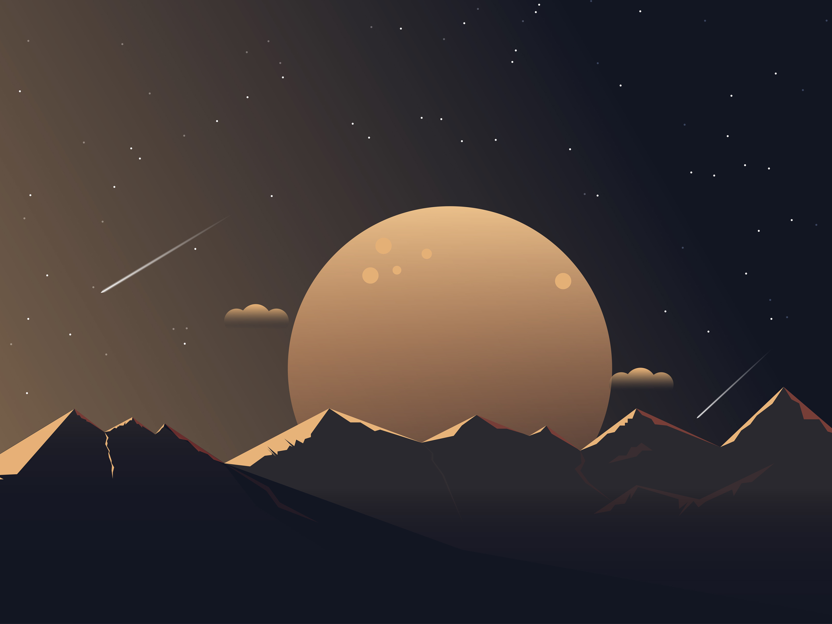 HD desktop wallpaper: Nature, Night, Moon, Mountain, Artistic, Minimalist download free picture