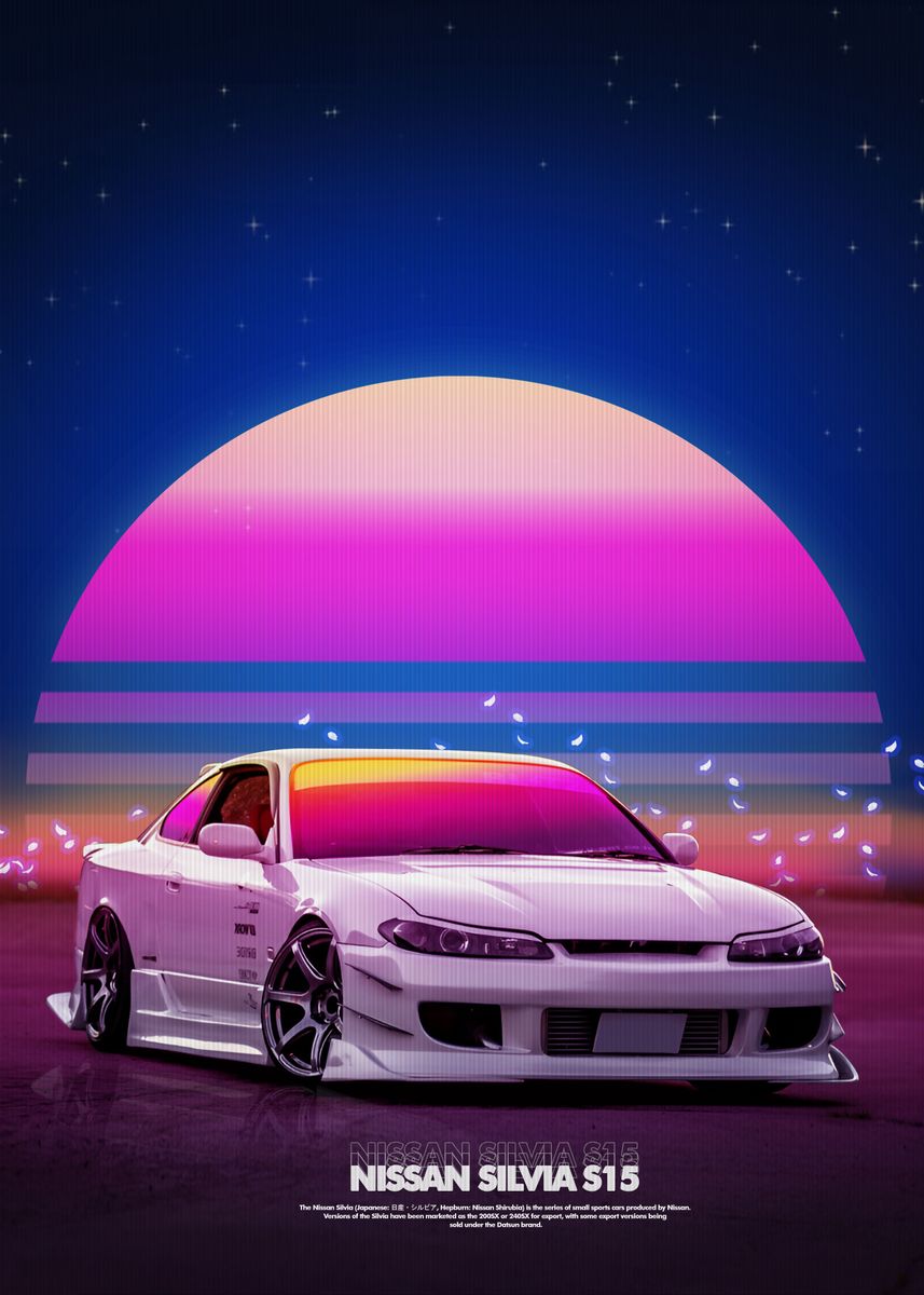Silvia S15 Synthwave' Poster