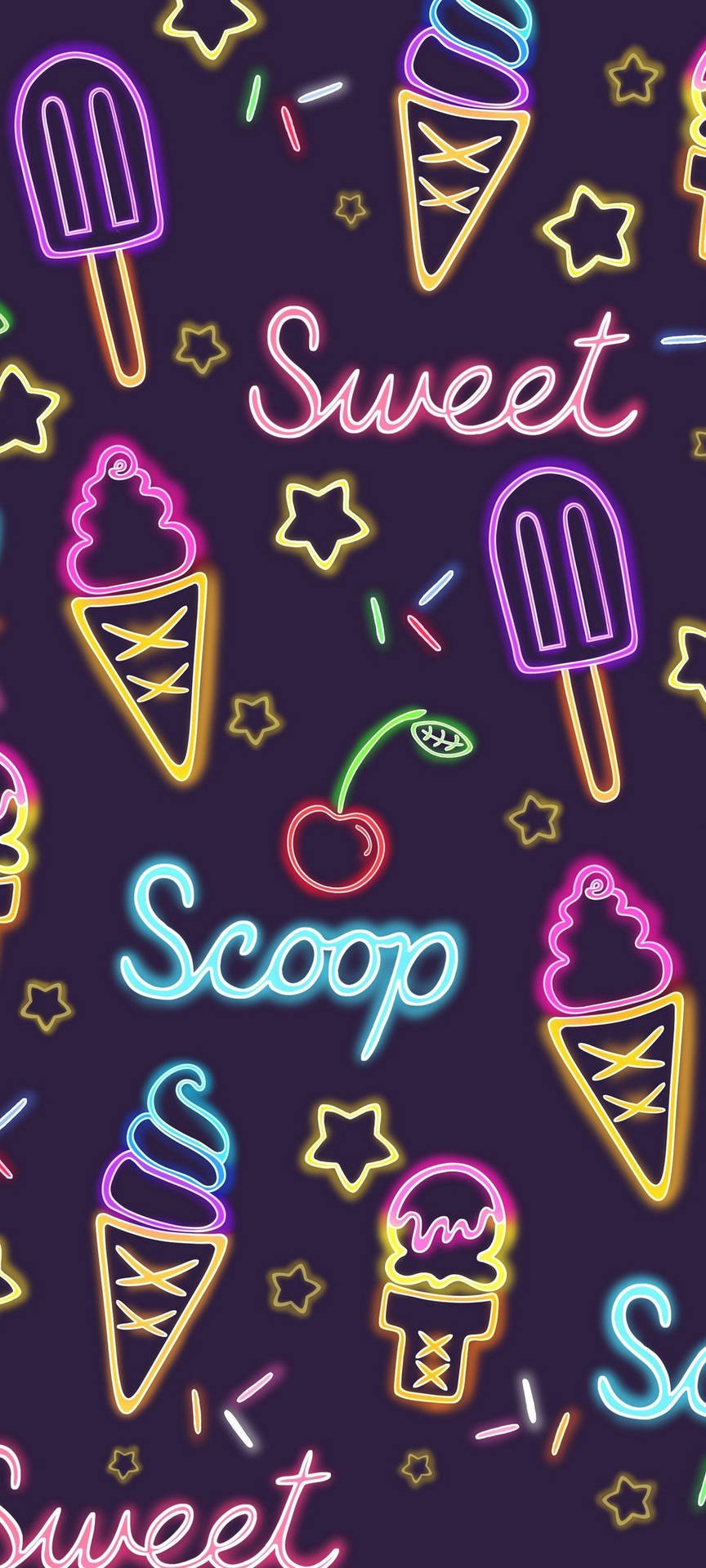 Download Ice Cream Neon Phone Wallpaper