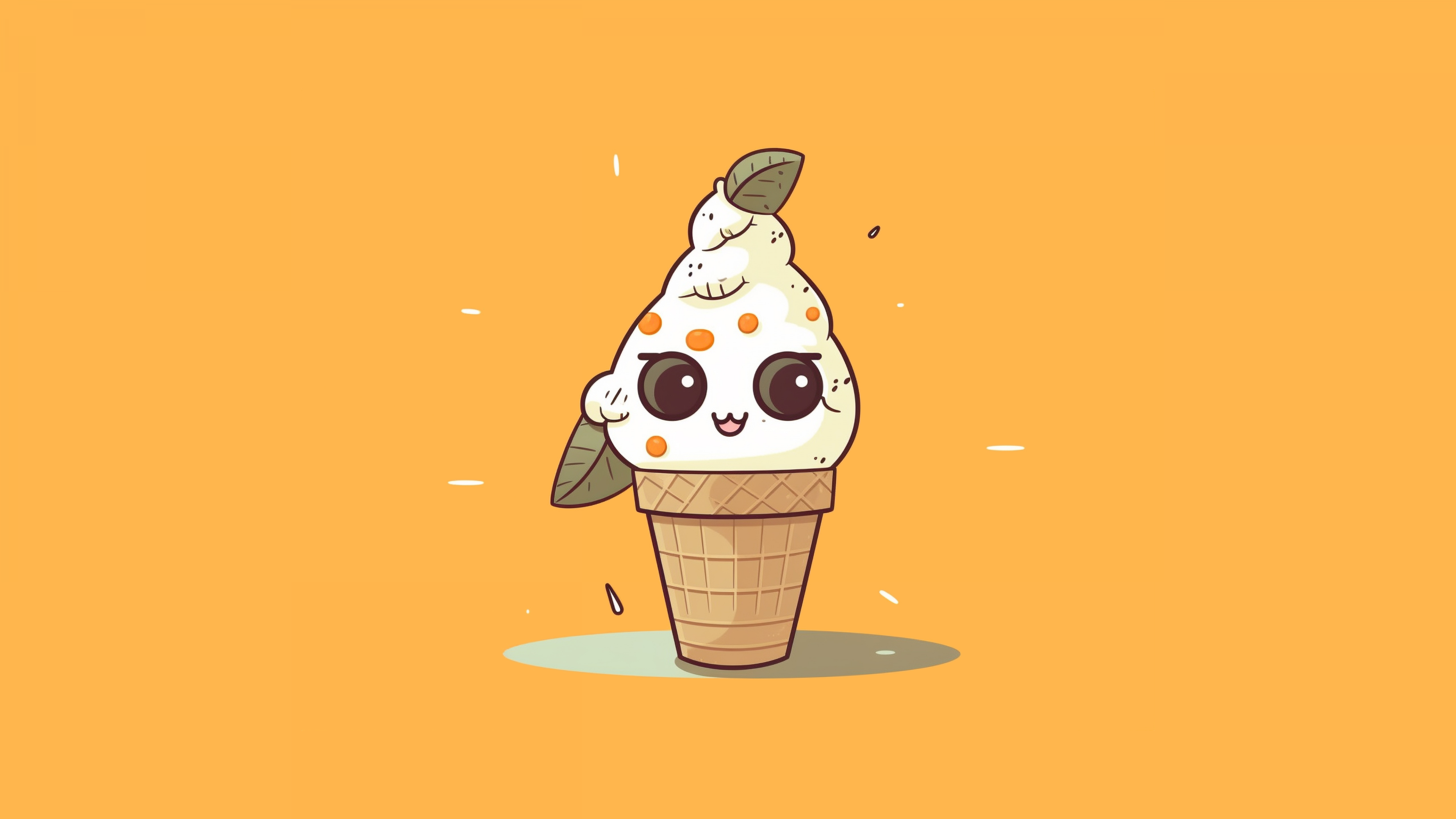 Kawaii ice cream Wallpaper 4K, Desert, Cute face, Kawaii cartoon